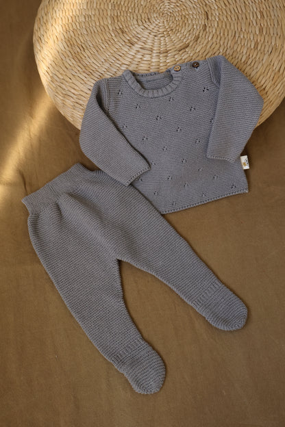 Conjunto Punto Tricot Gris