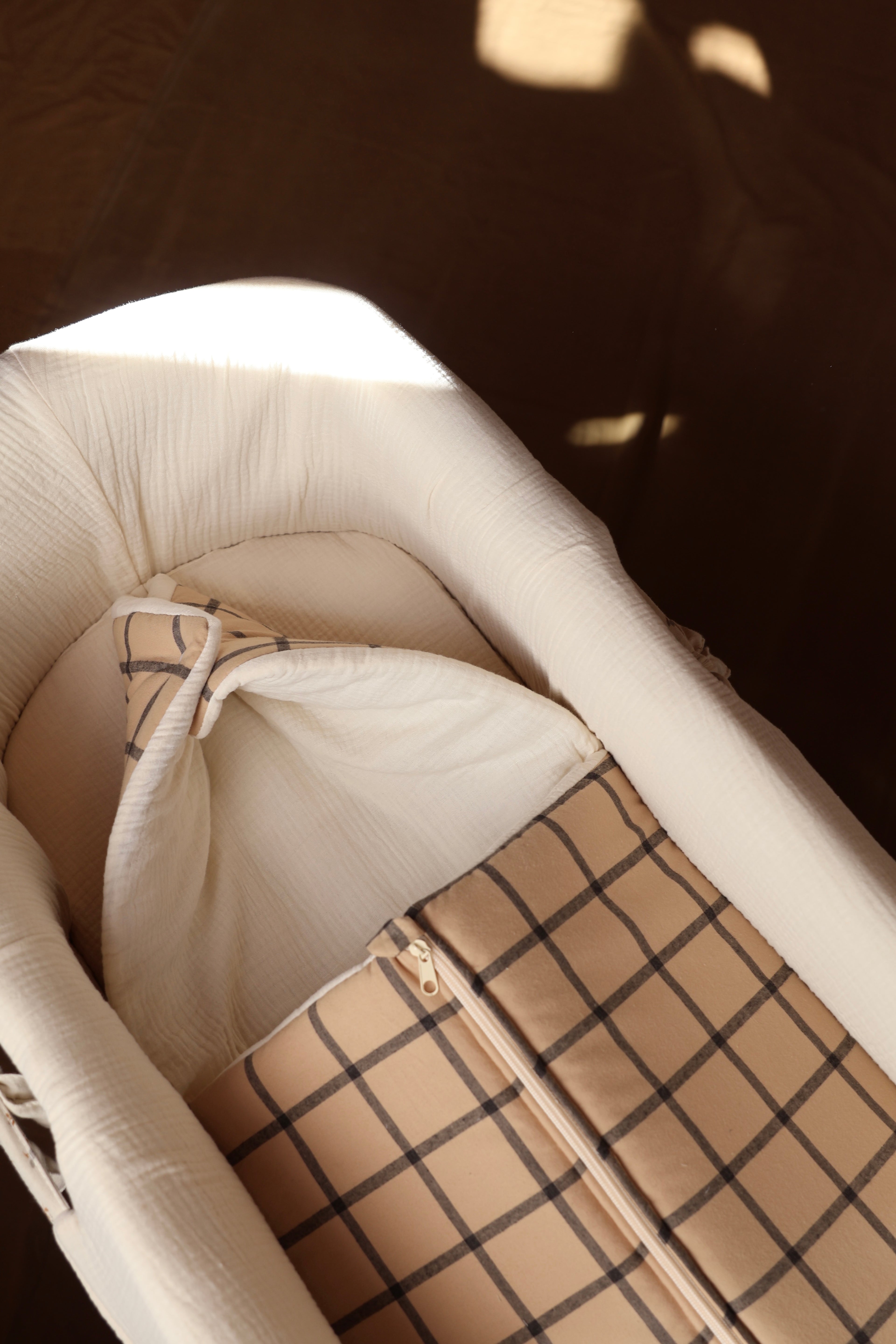 Saco Capazo Cuadro Ocre + Gasa Cruda