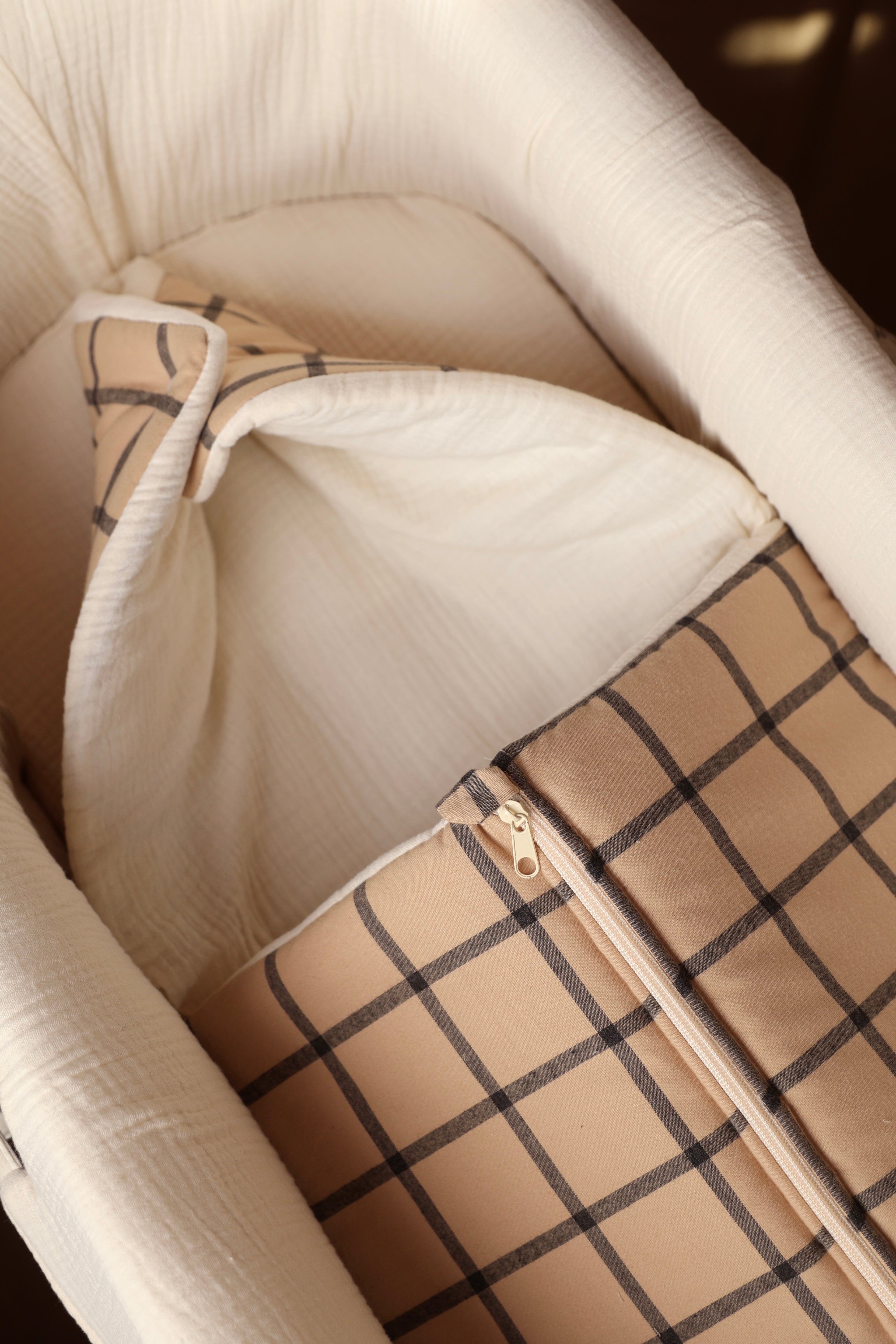 Saco Capazo Cuadro Ocre + Gasa Cruda