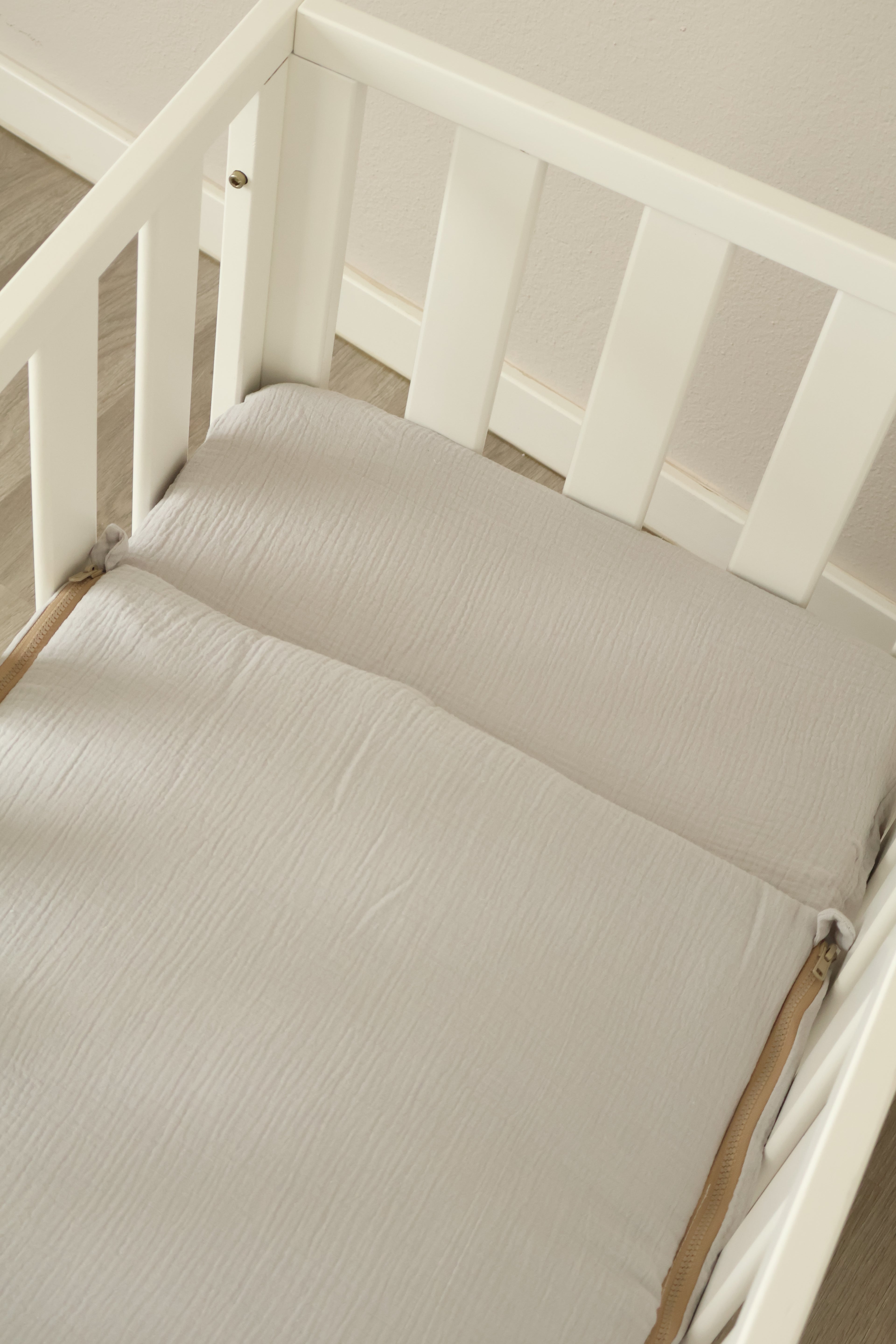 Mini sac de fond de berceau 80x50 en gaze grise