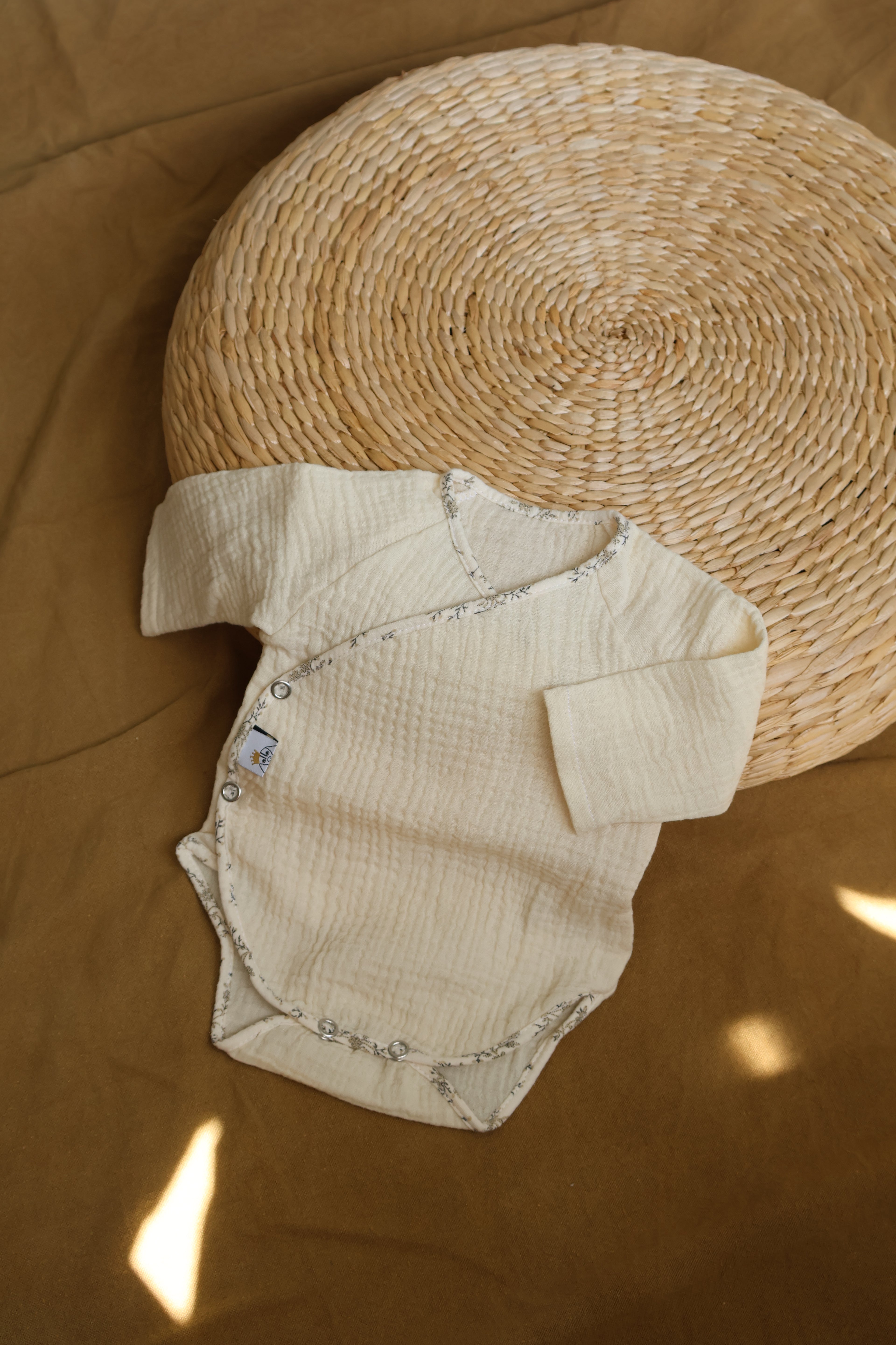 Body à manches longues en mousseline brute