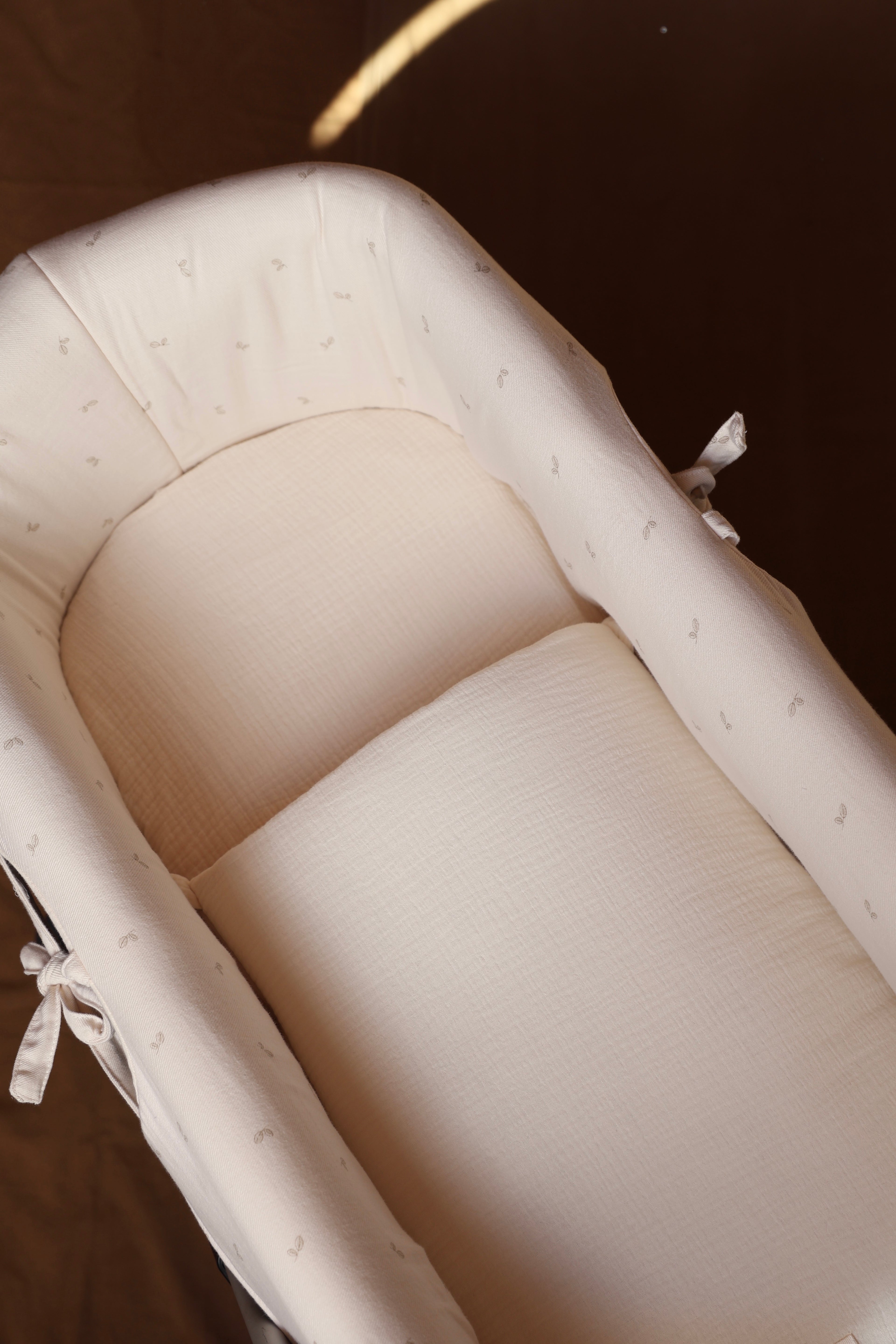 Vestidura Cochecito Cello Oliva + Gasa Cruda Reversible