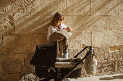 Vestidura Cochecito Vichy Militar + Gasa Cruda Reversible