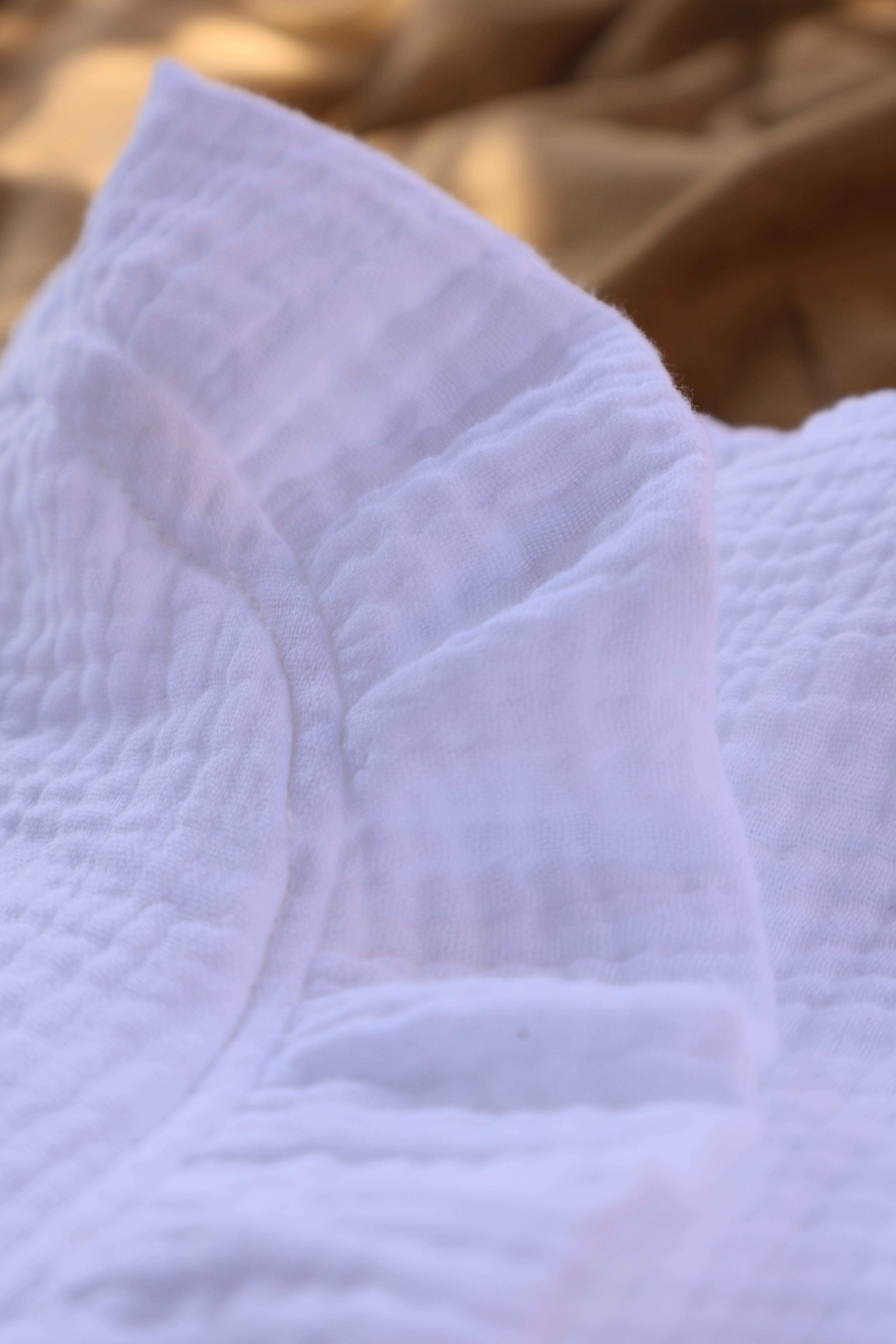 Lange en gaze blanche + volant en gaze blanche