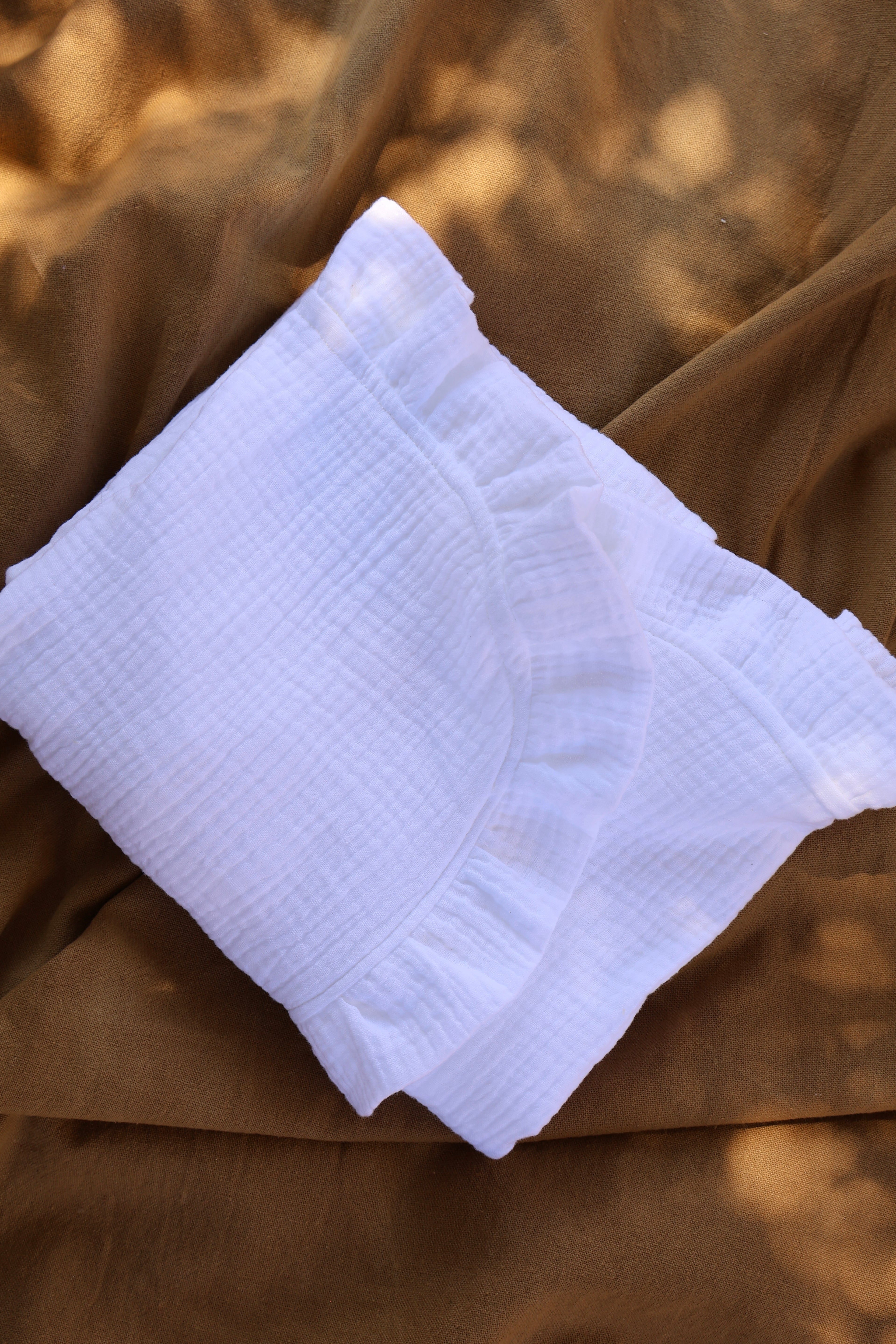 Lange en gaze blanche + volant en gaze blanche