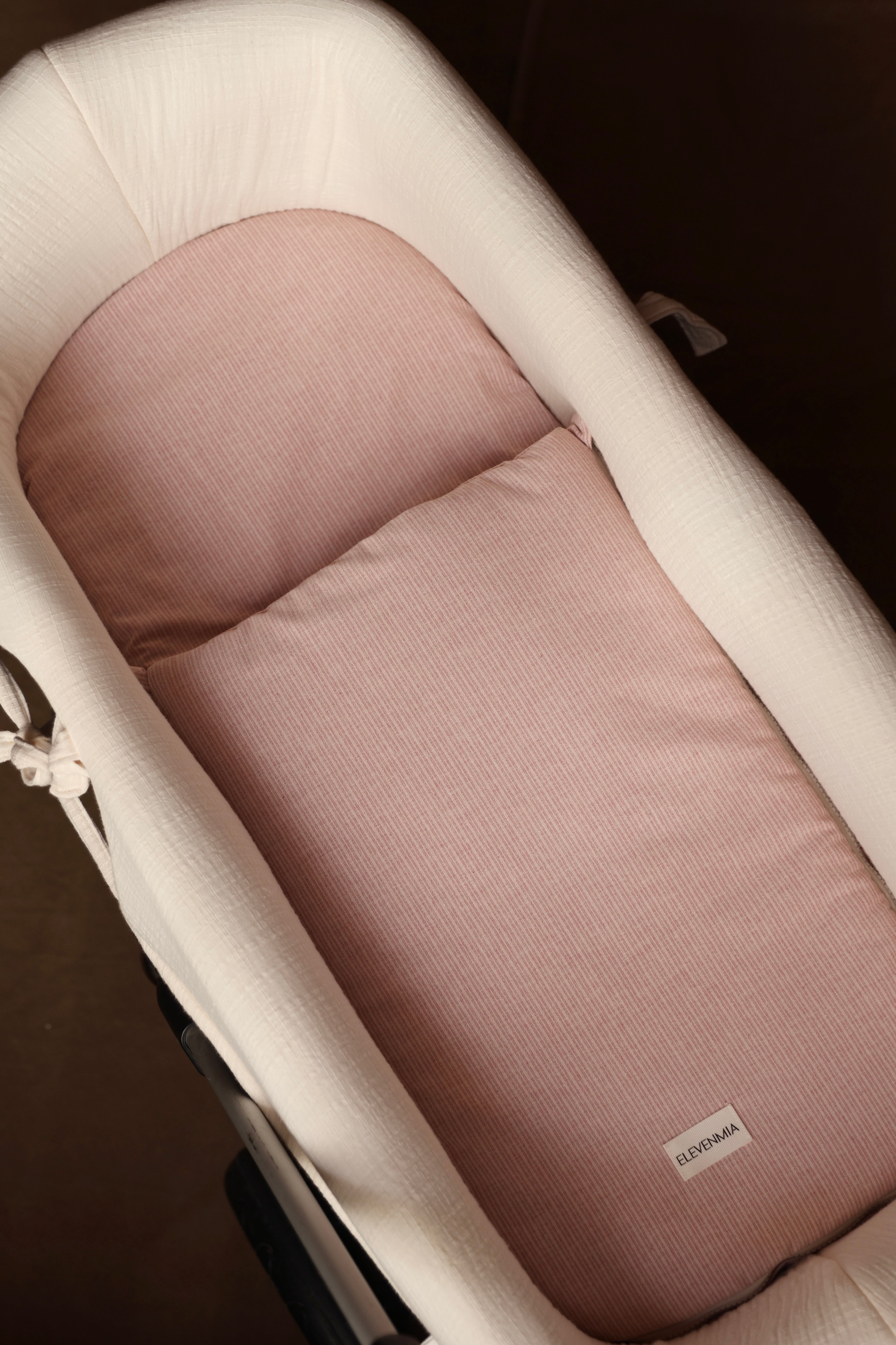 Vestidura Cochecito Gasa Rústica Nata + Gasa Cruda Reversible