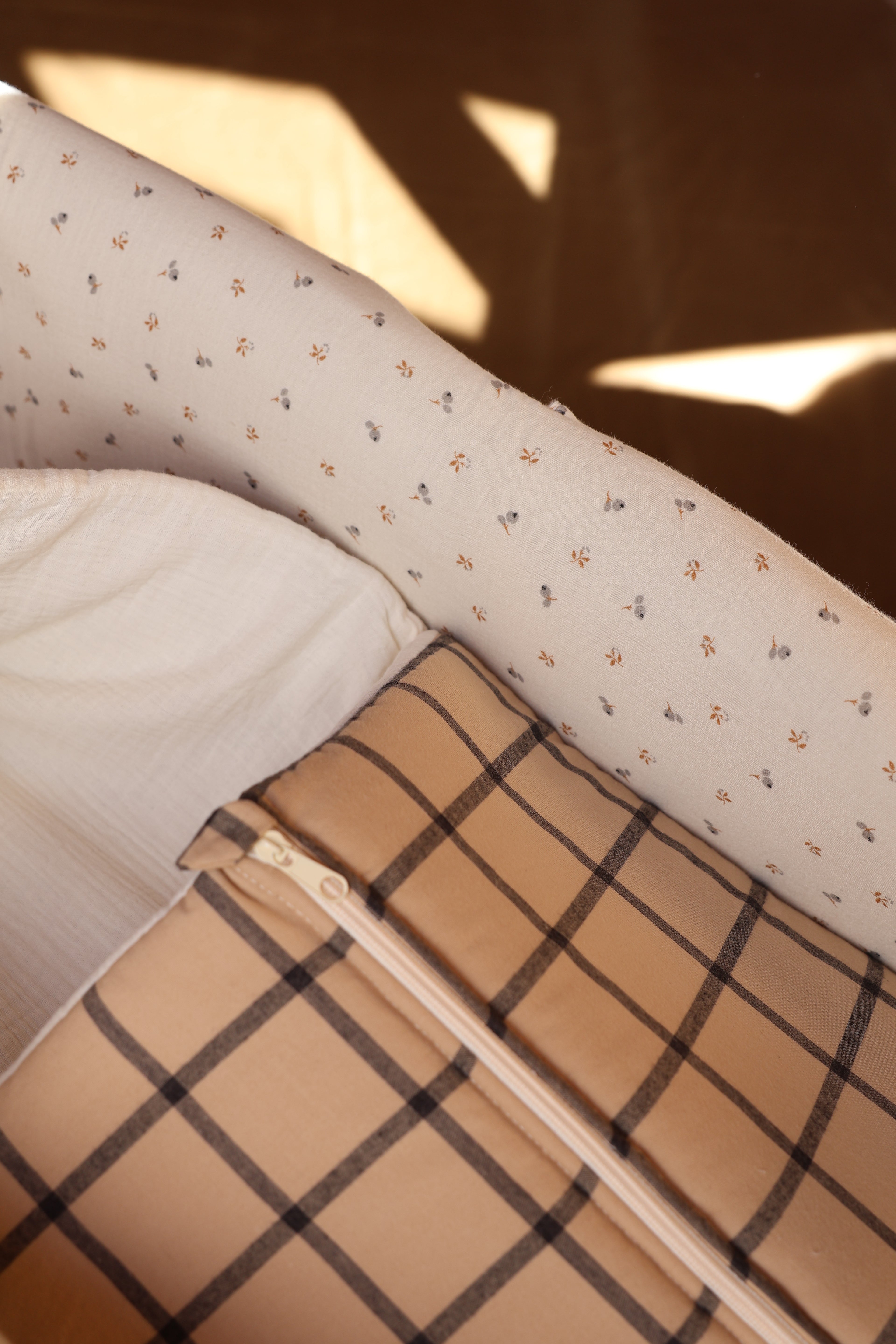 Saco Capazo Cuadro Ocre + Gasa Cruda