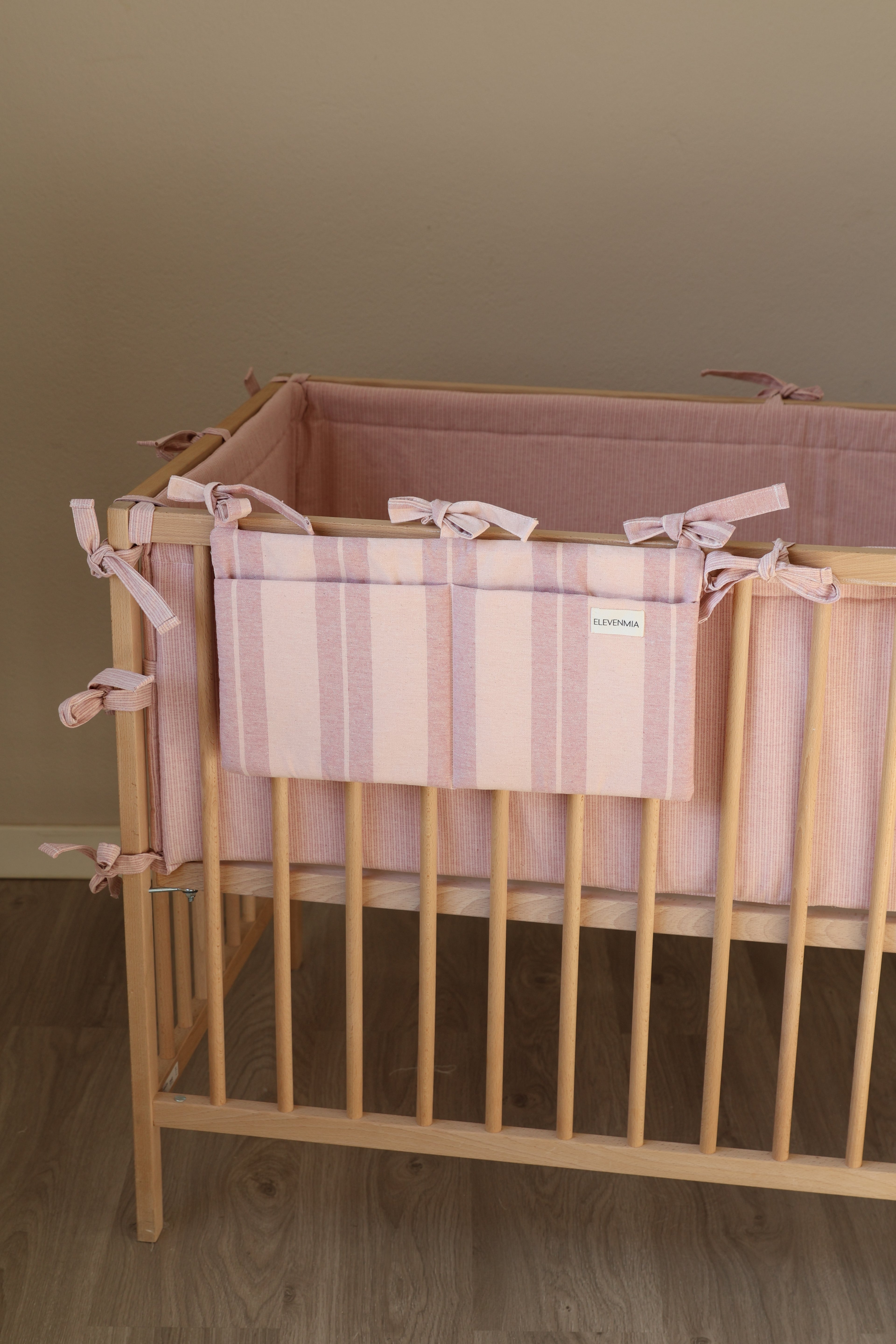 Protector Cuna Mini Stripe Rosa 60x120