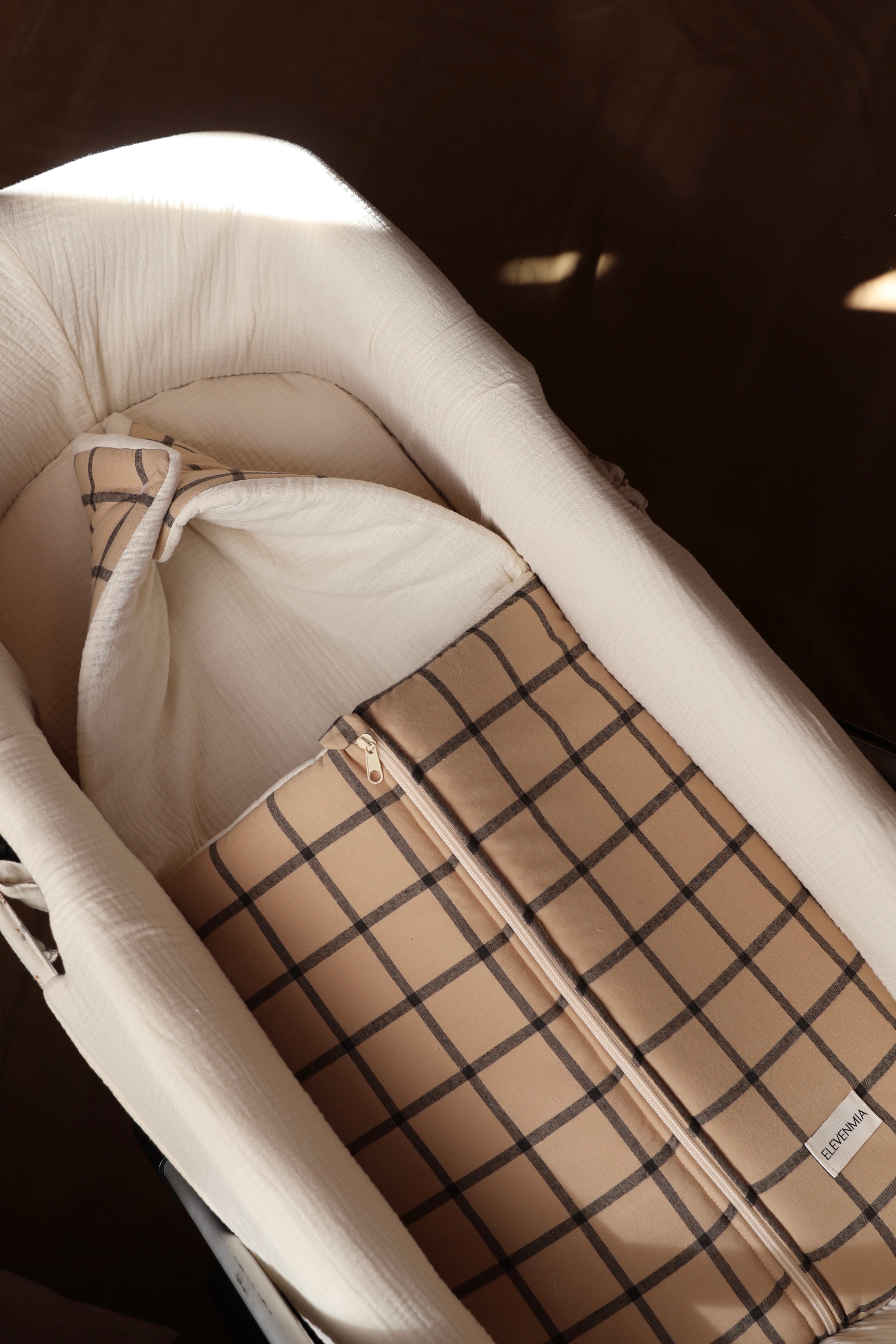 Saco Capazo Cuadro Ocre + Gasa Cruda