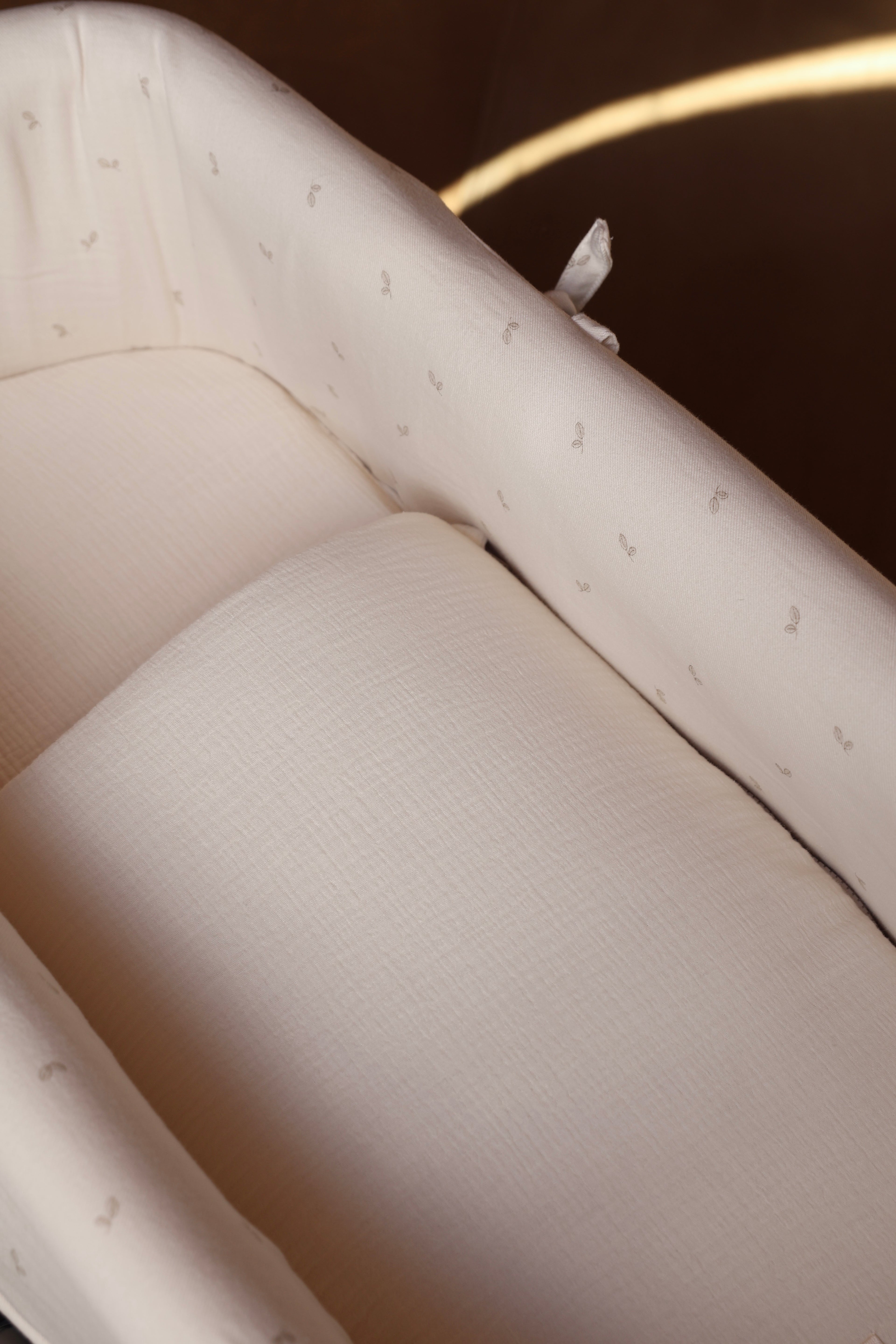 Vestidura Cochecito Cello Oliva + Gasa Cruda Reversible