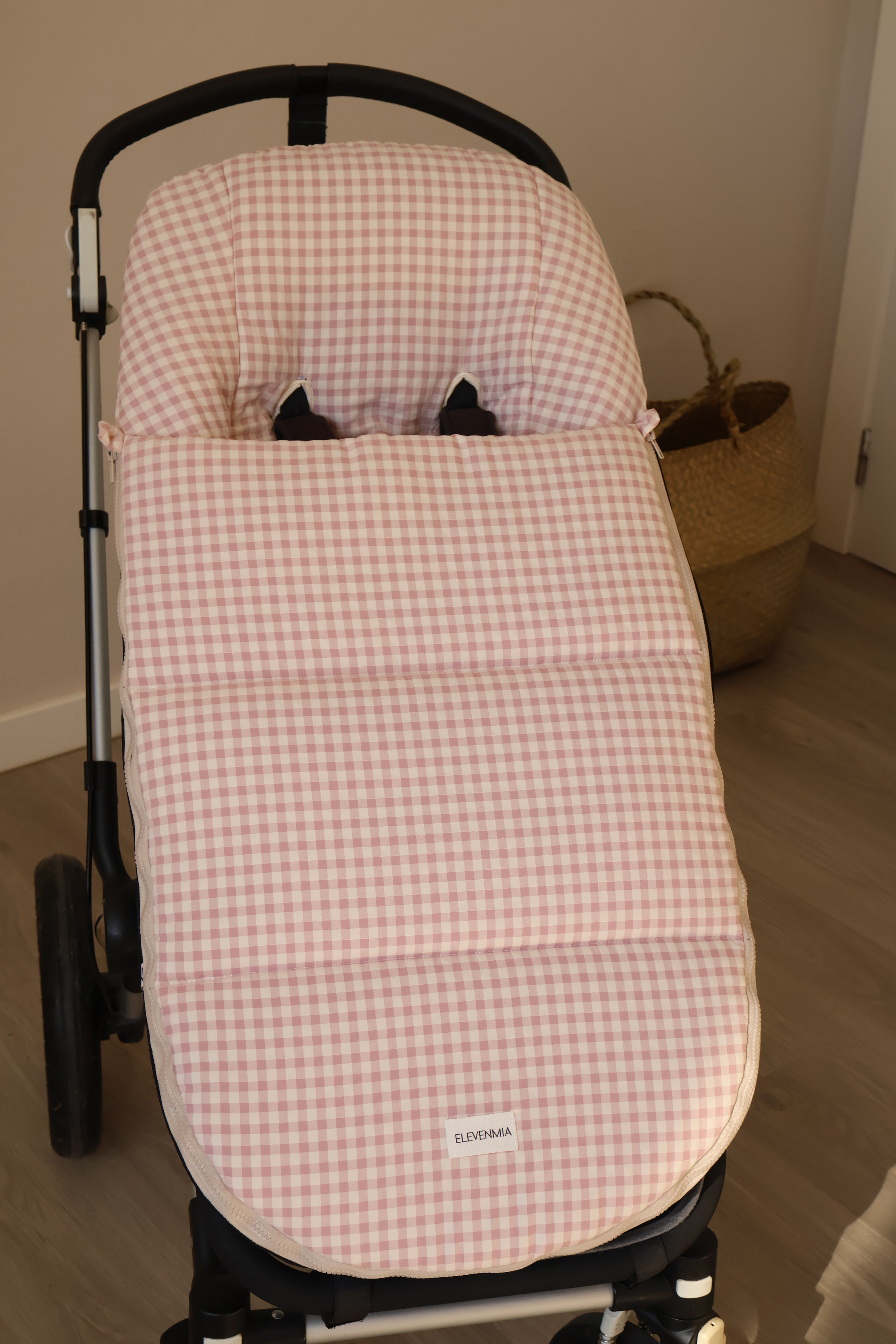 Sac de siège de poussette rose Vichy