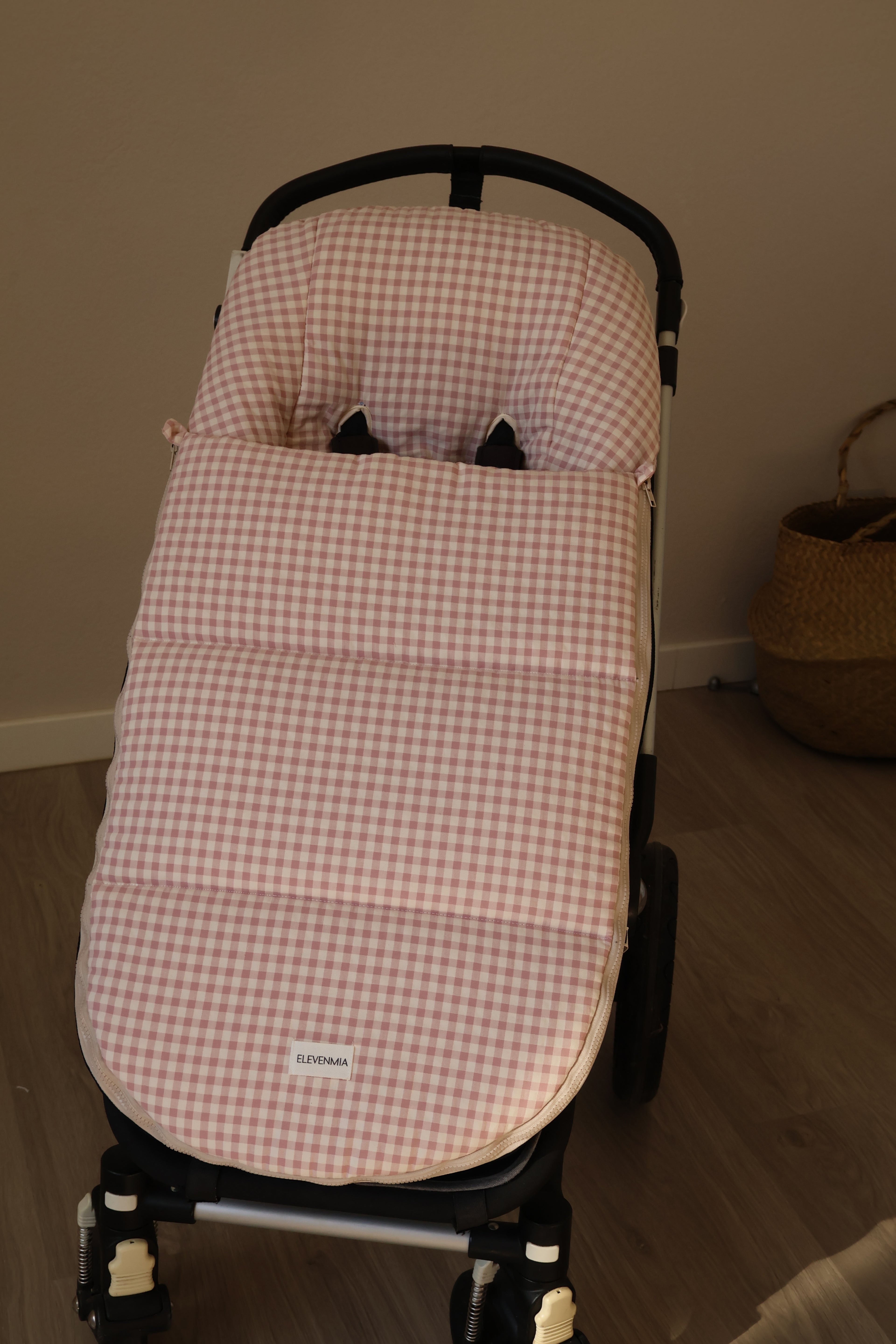 Sac de siège de poussette rose Vichy