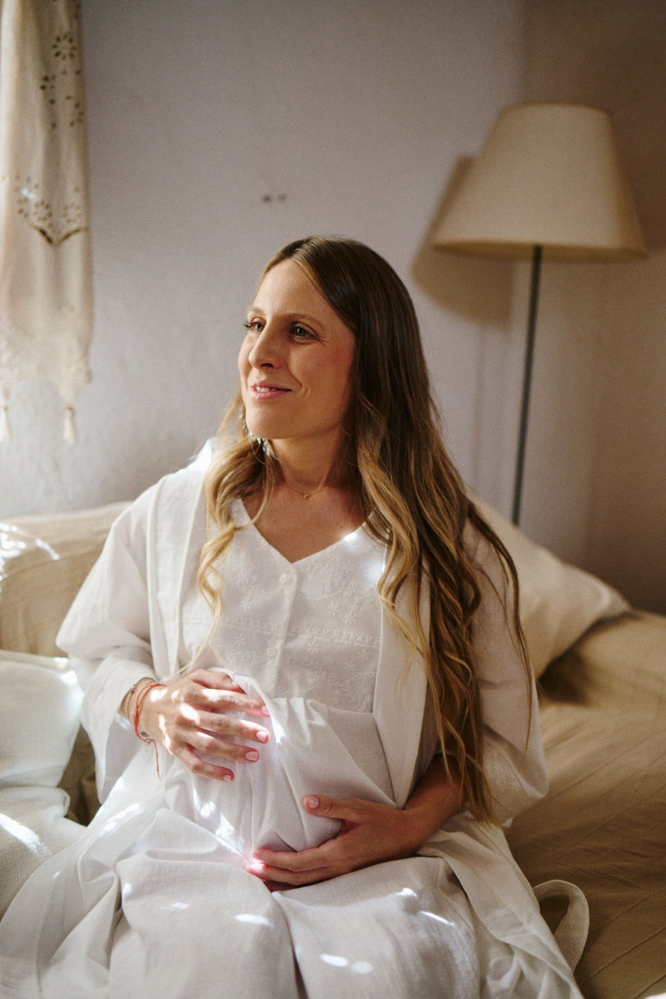 Camisón Maternity Tirante Recto Voilé Bordado