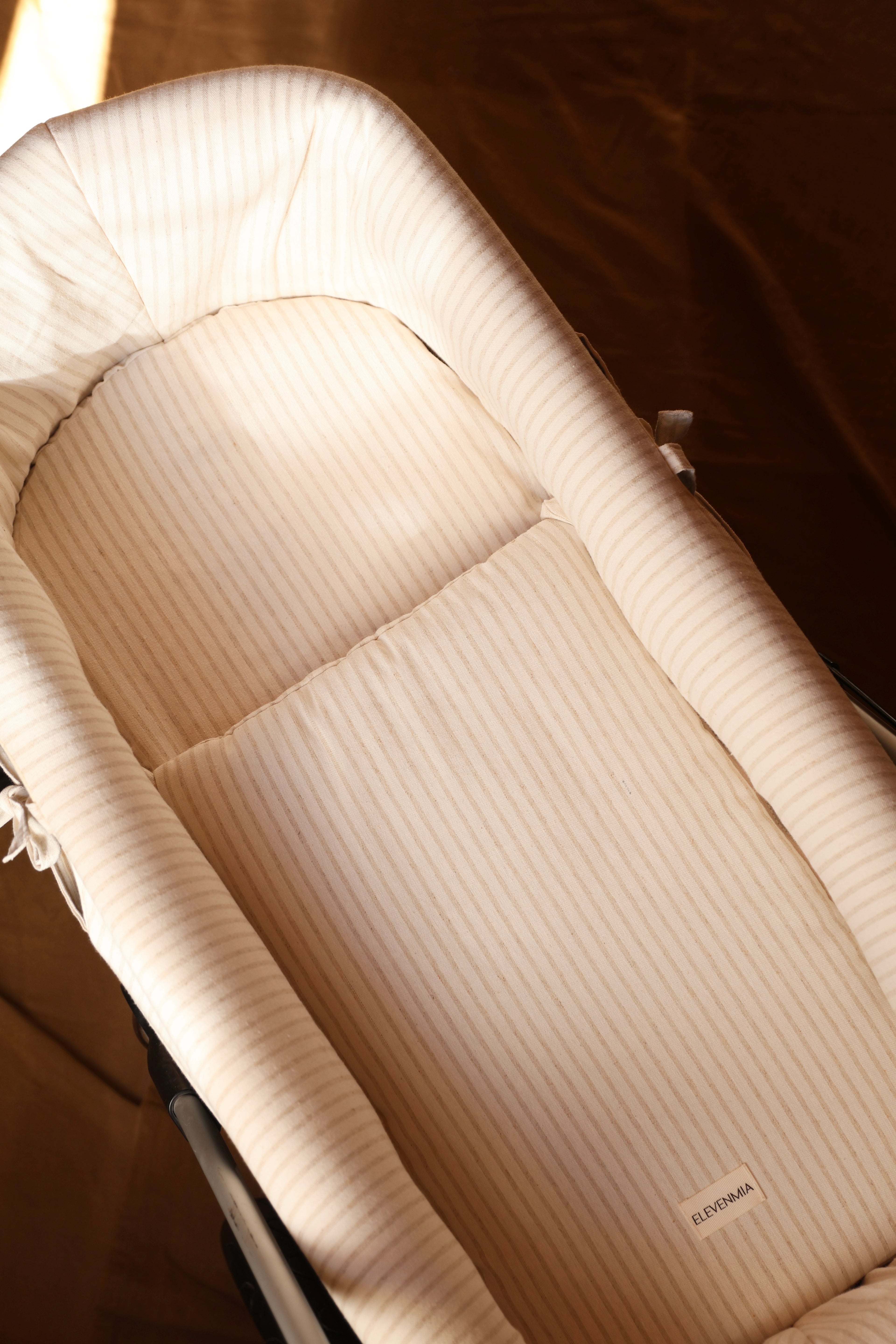 Vestidura Cochecito Mini Stripe Arena + Gasa Cruda Reversible