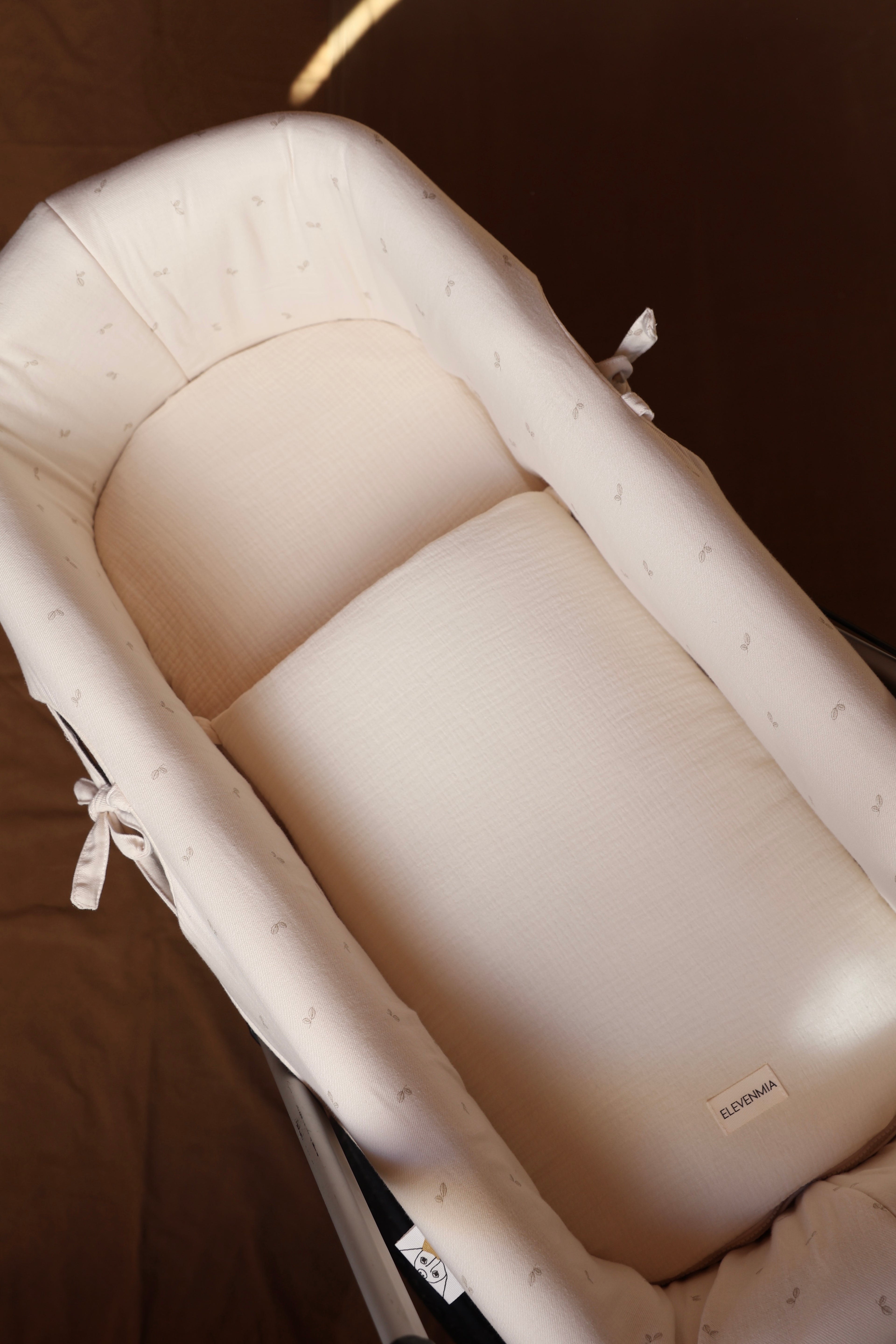 Vestidura Cochecito Cello Oliva + Gasa Cruda Reversible