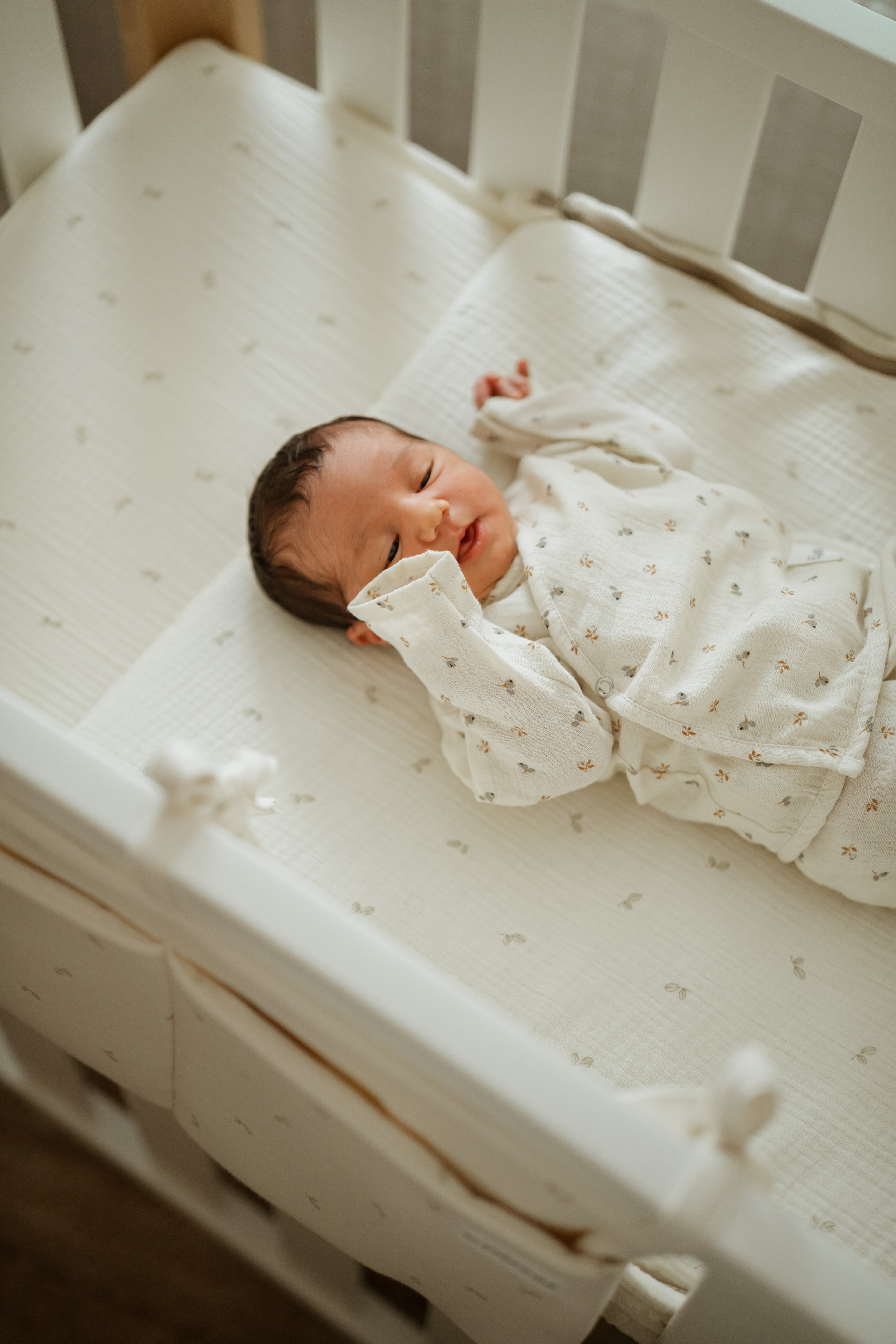 Sac de fond pour mini-berceau 80 x 50 en gaze olive