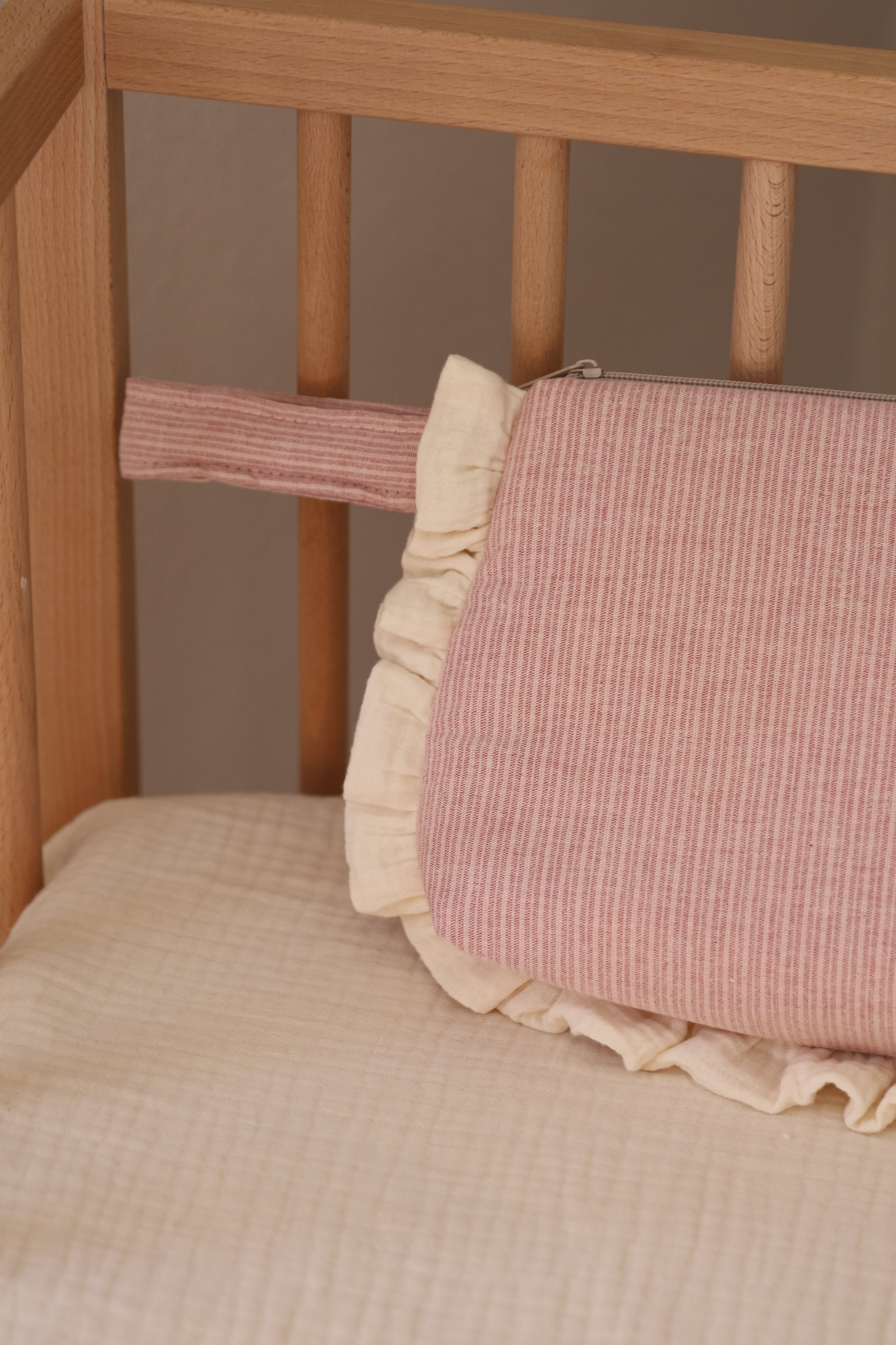 Neceser Volante Mini Stripe Rosa + Gasa Cruda