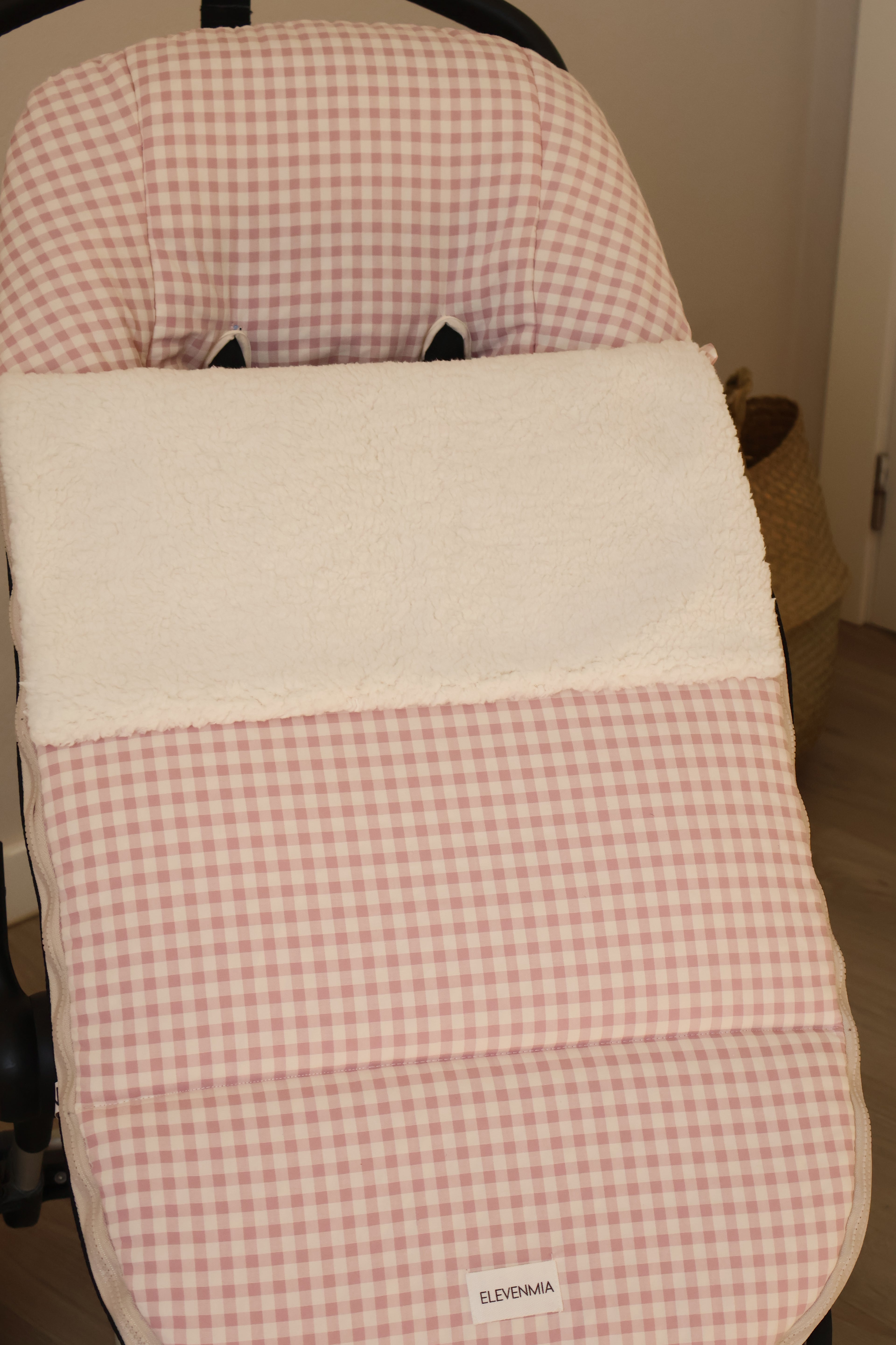 Sac de siège de poussette rose Vichy