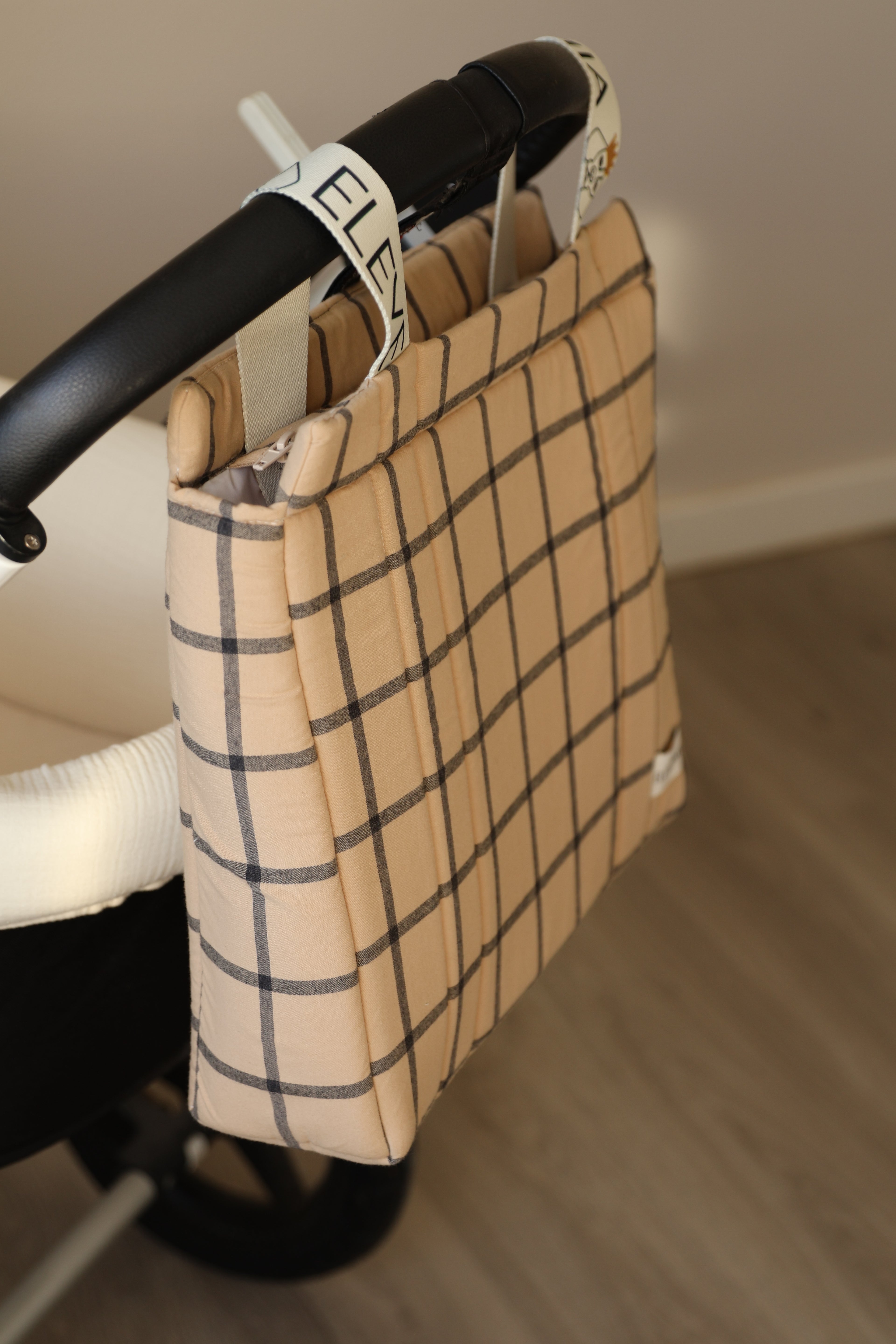 Grand sac à carreaux ocre