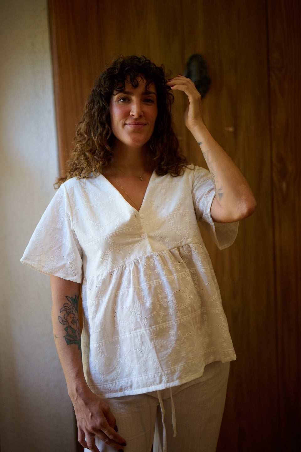 Conjunto Dos Piezas Maternity Voilé Bordado
