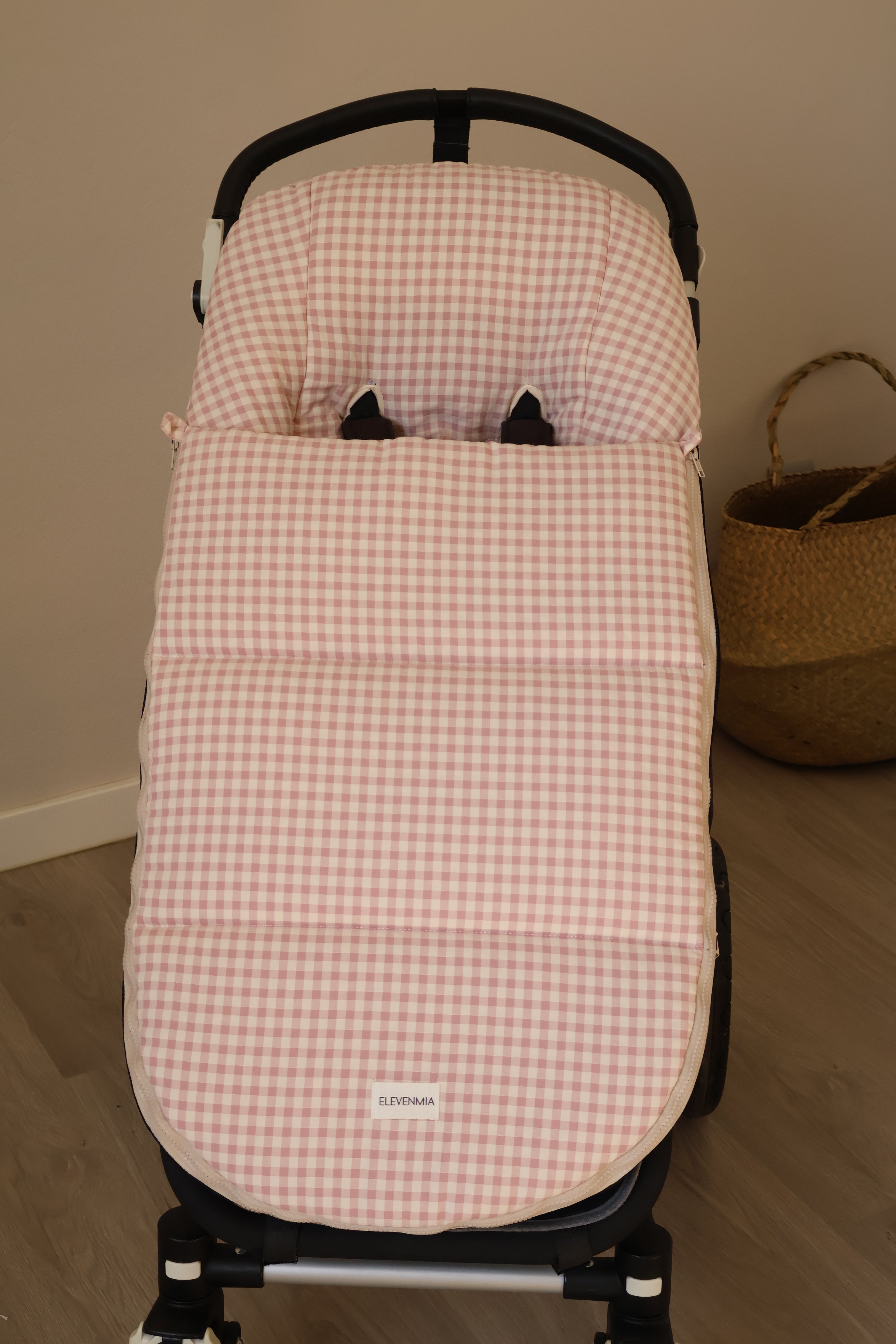 Sac de siège de poussette rose Vichy