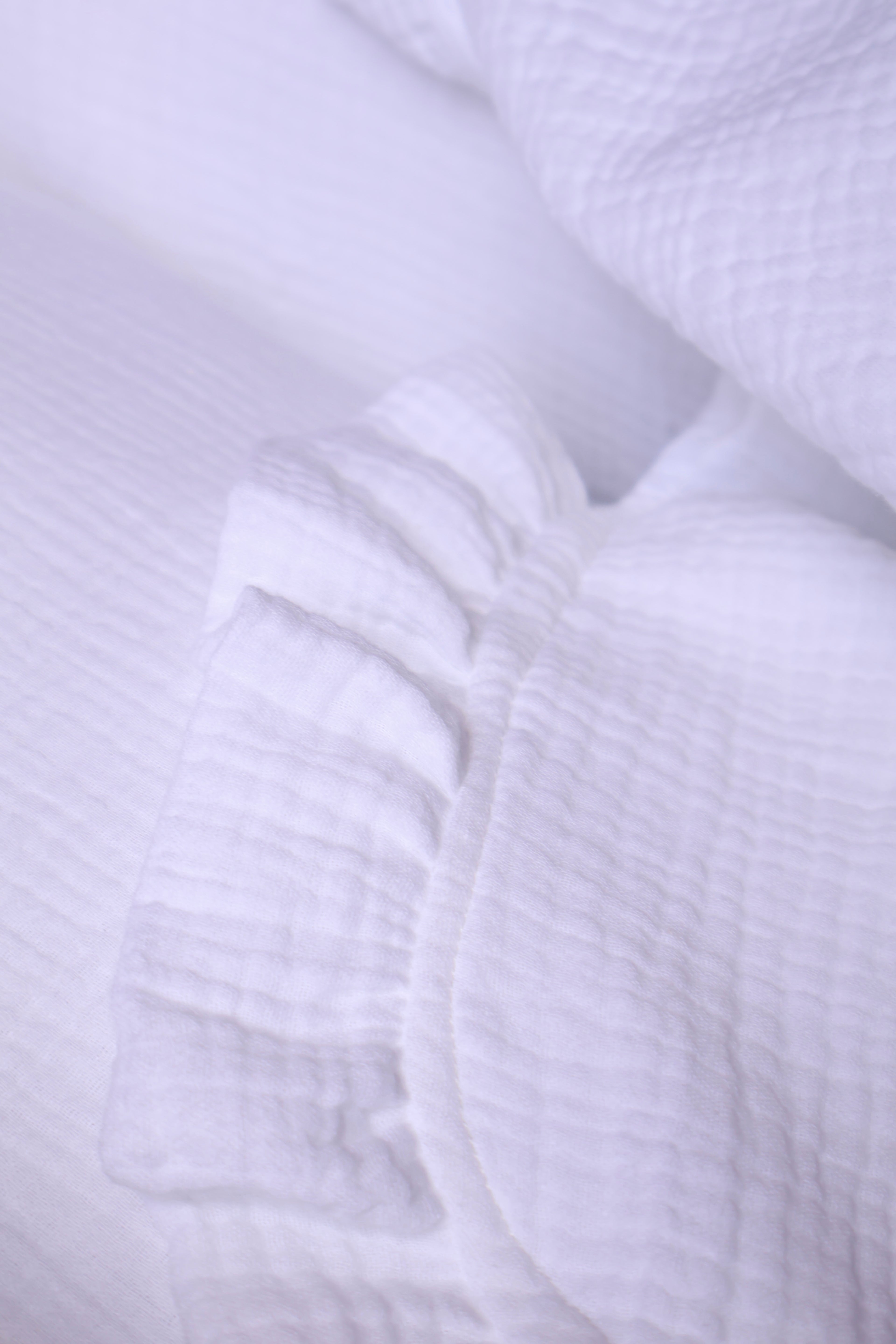 Lange en gaze blanche + volant en gaze blanche