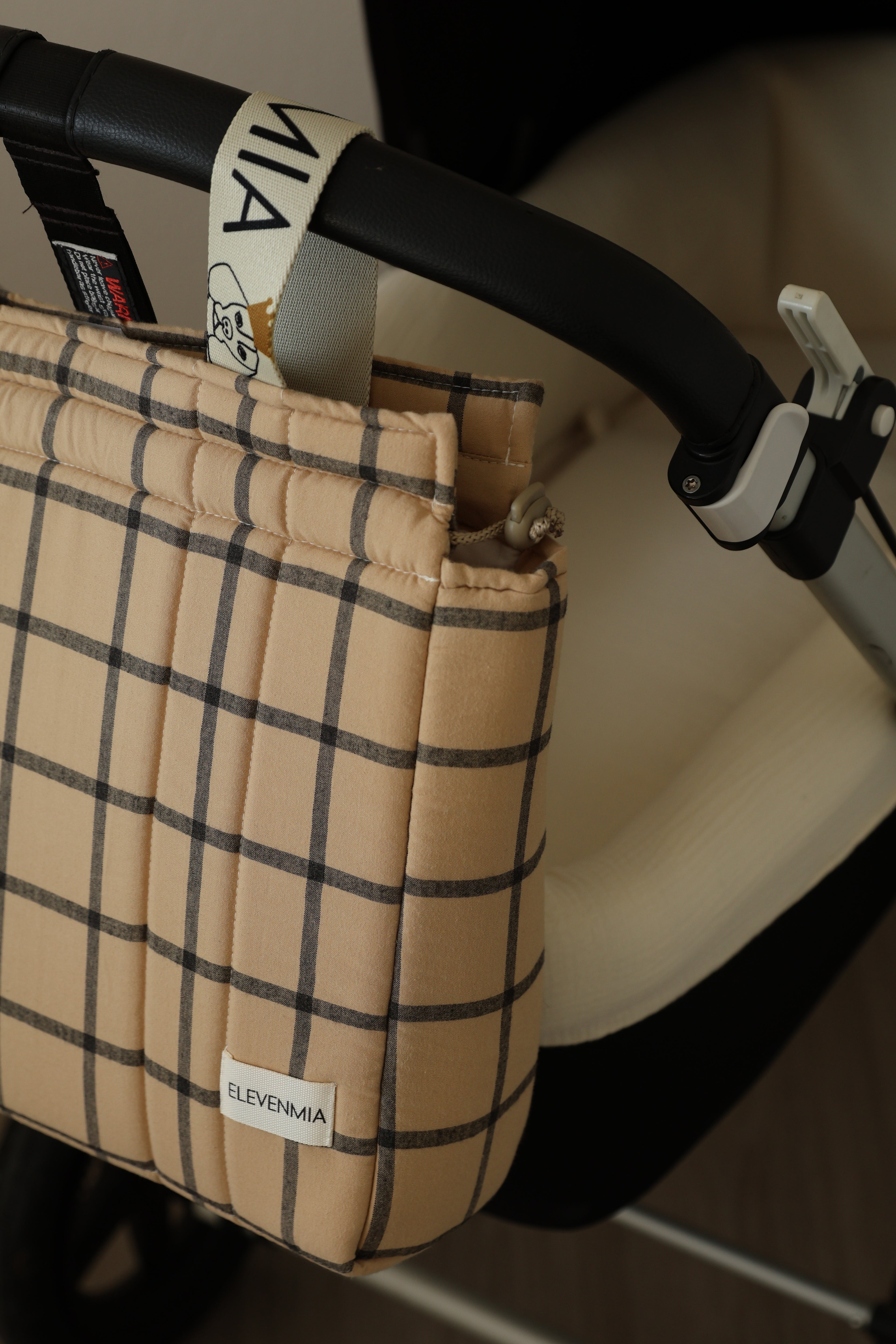 Grand sac à carreaux ocre