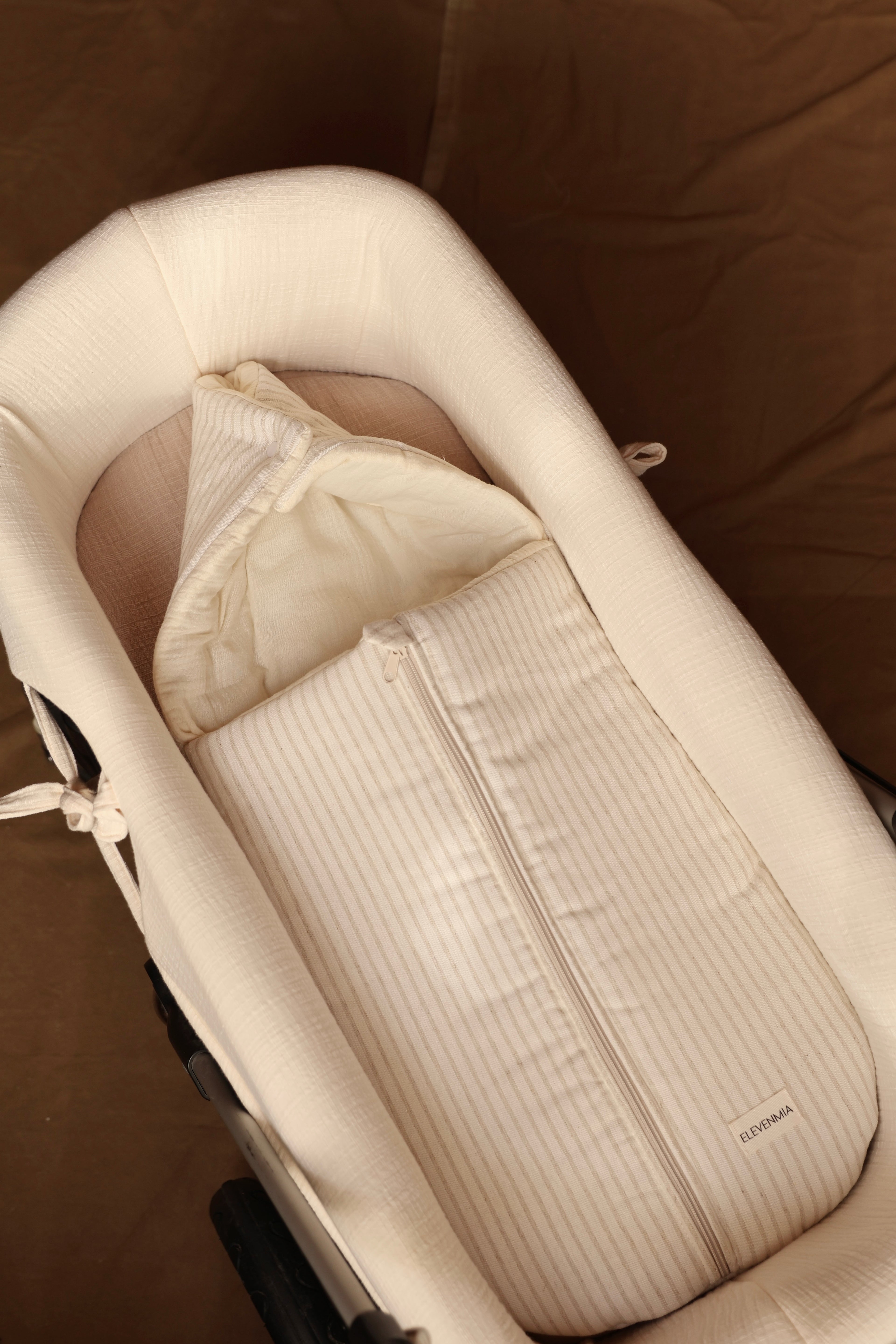 Saco Capazo Mini Stripe Arena + Gasa Cruda