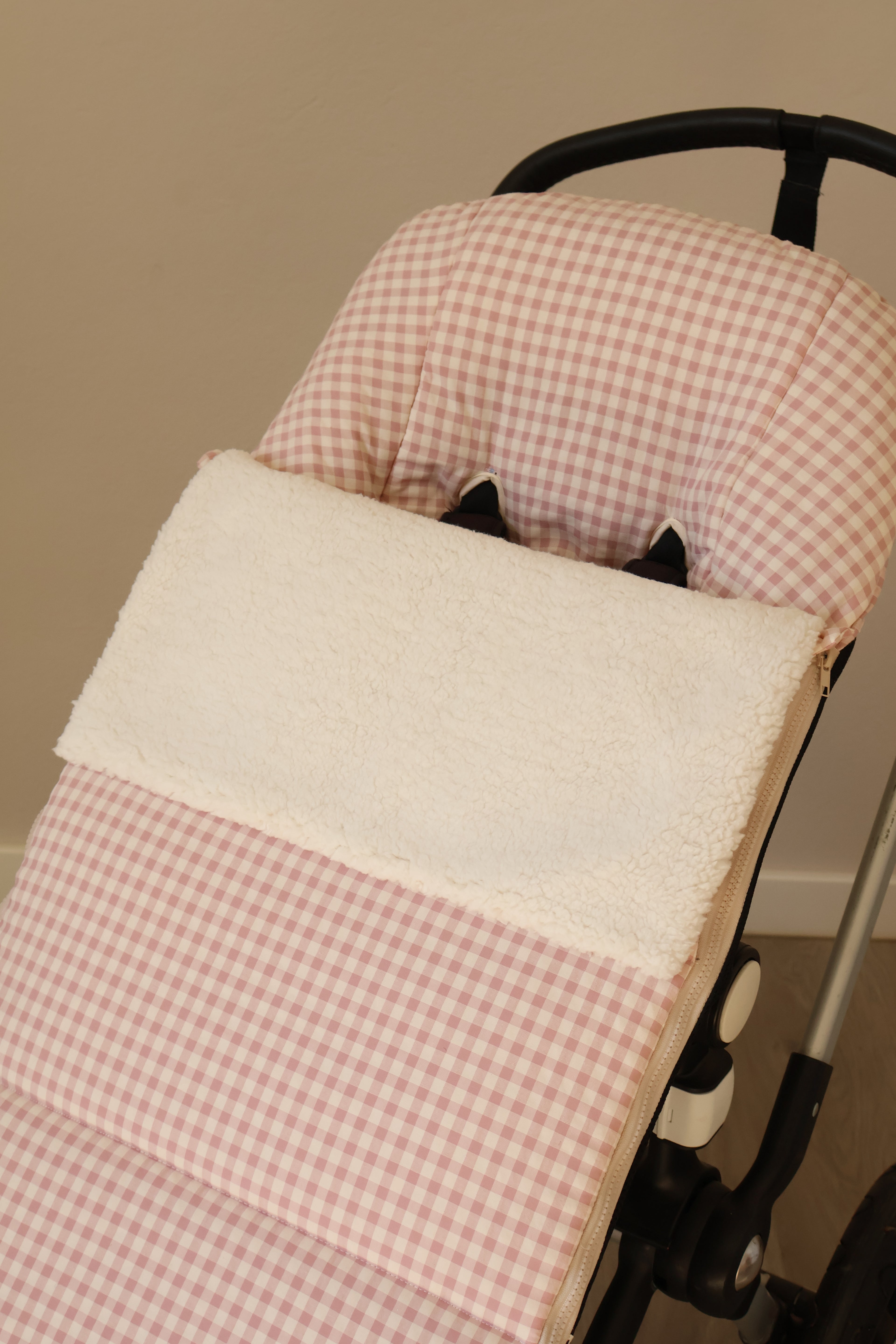 Sac de siège de poussette rose Vichy