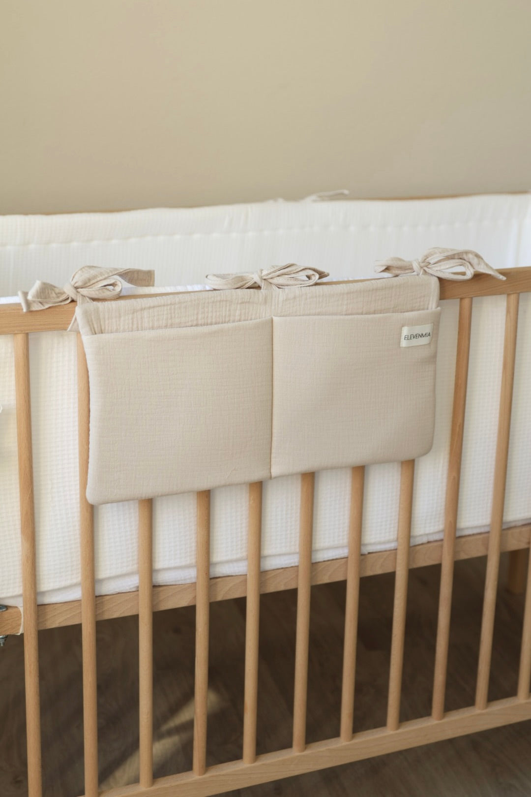 Beige Muslin Crib Organizer