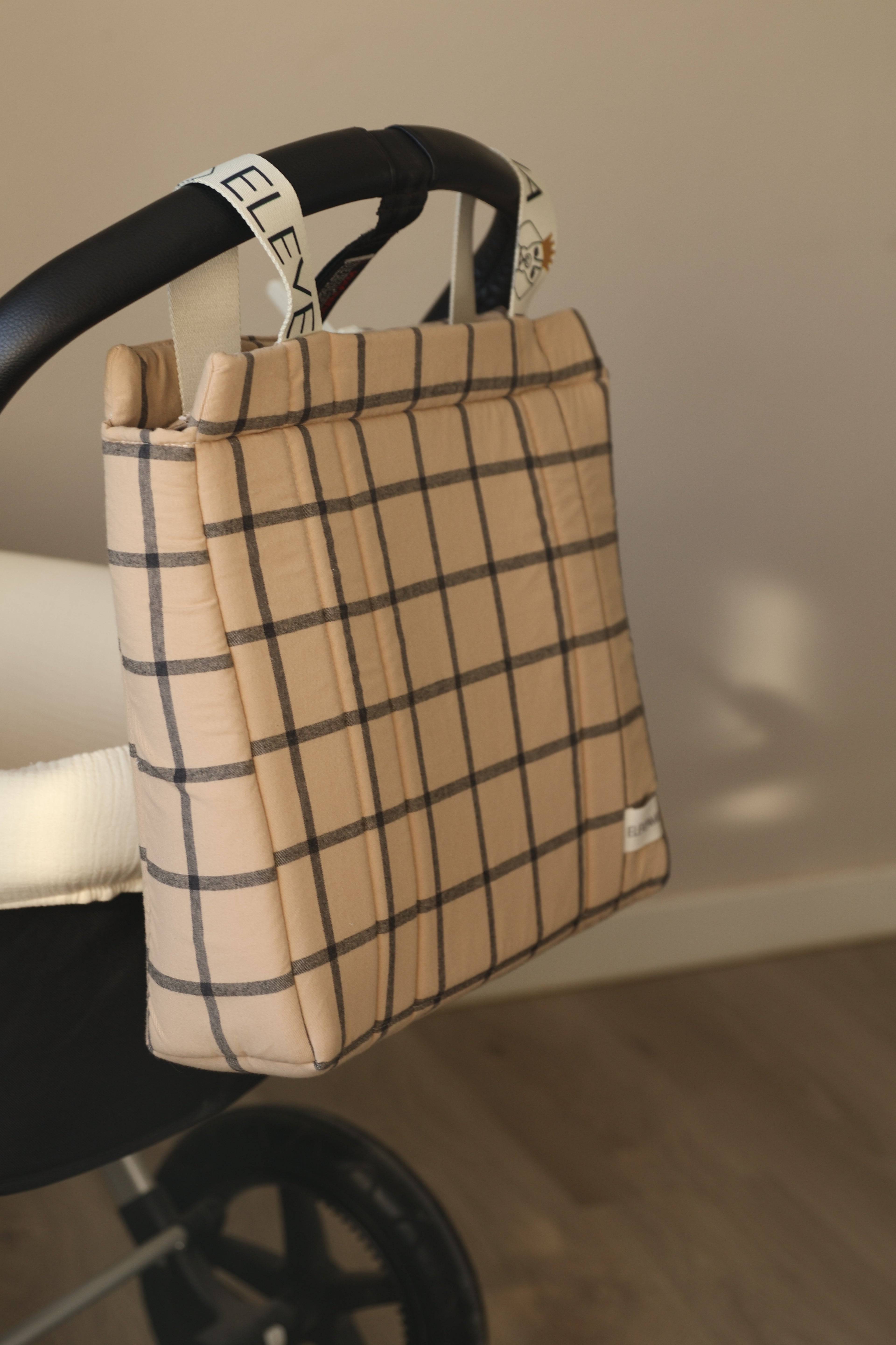 Grand sac à carreaux ocre