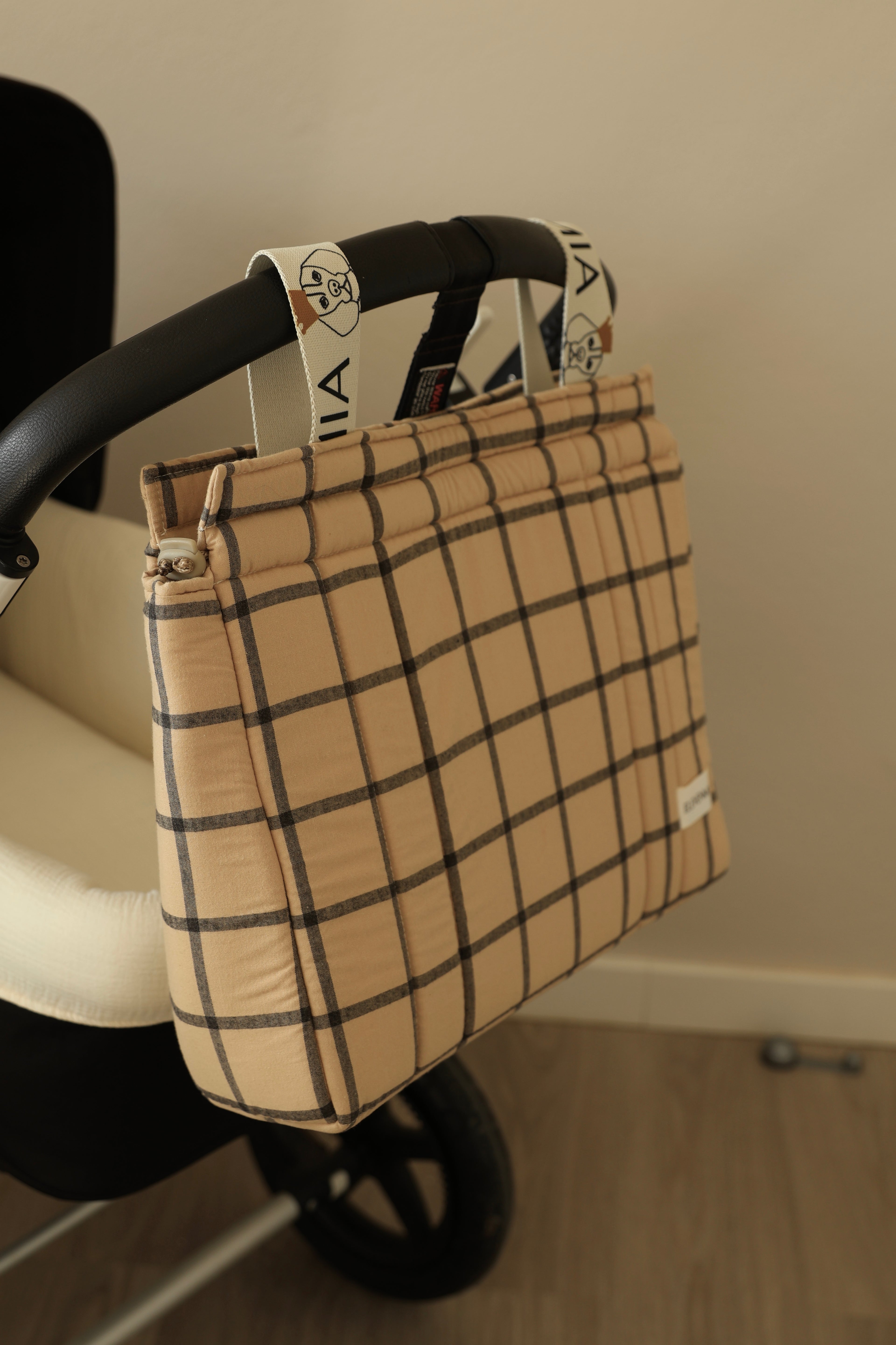 Grand sac à carreaux ocre