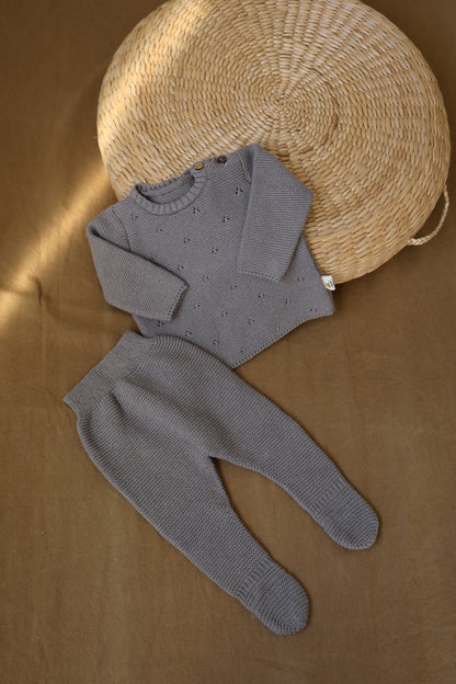 Conjunto Punto Tricot Gris