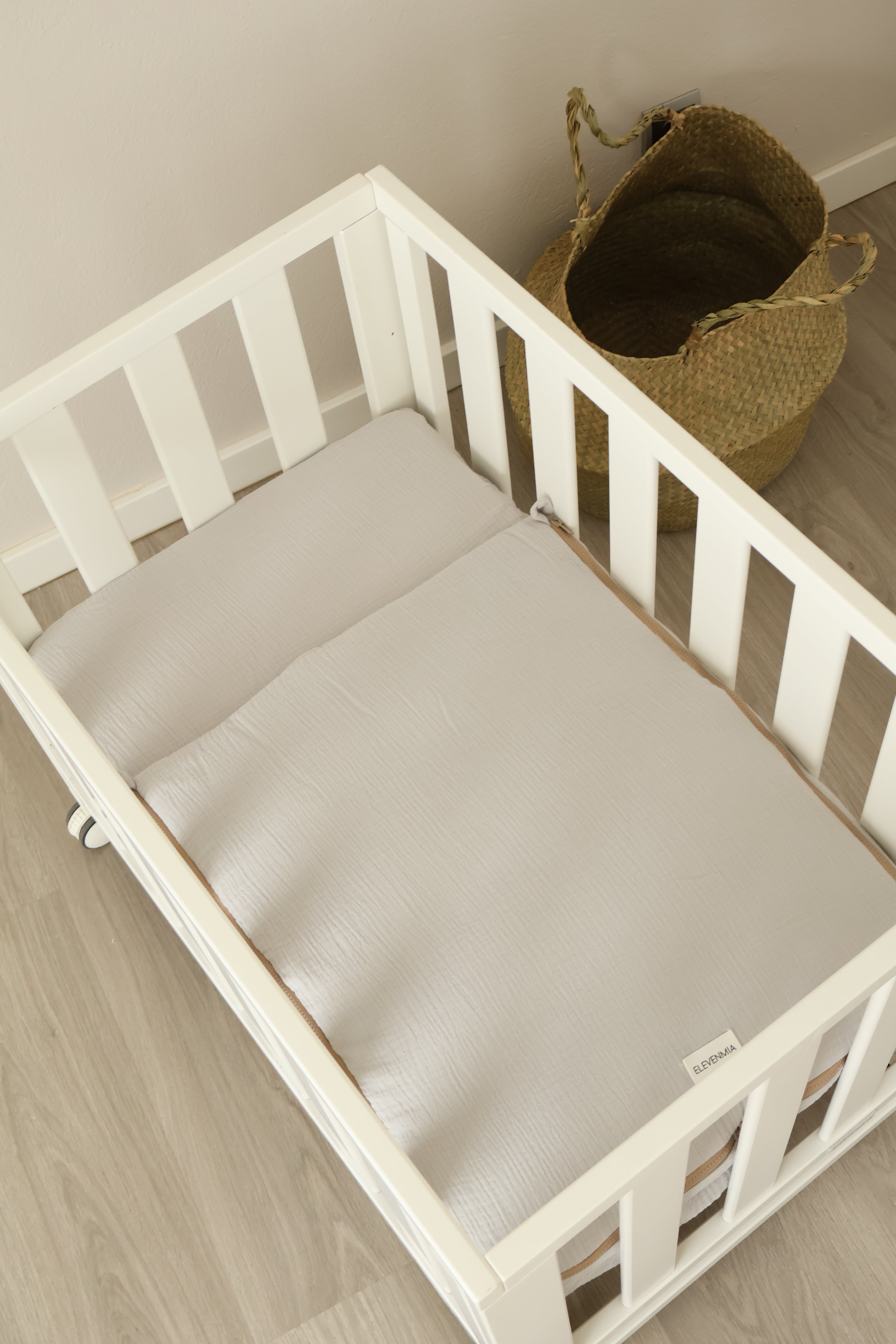 Mini sac de fond de berceau 80x50 en gaze grise