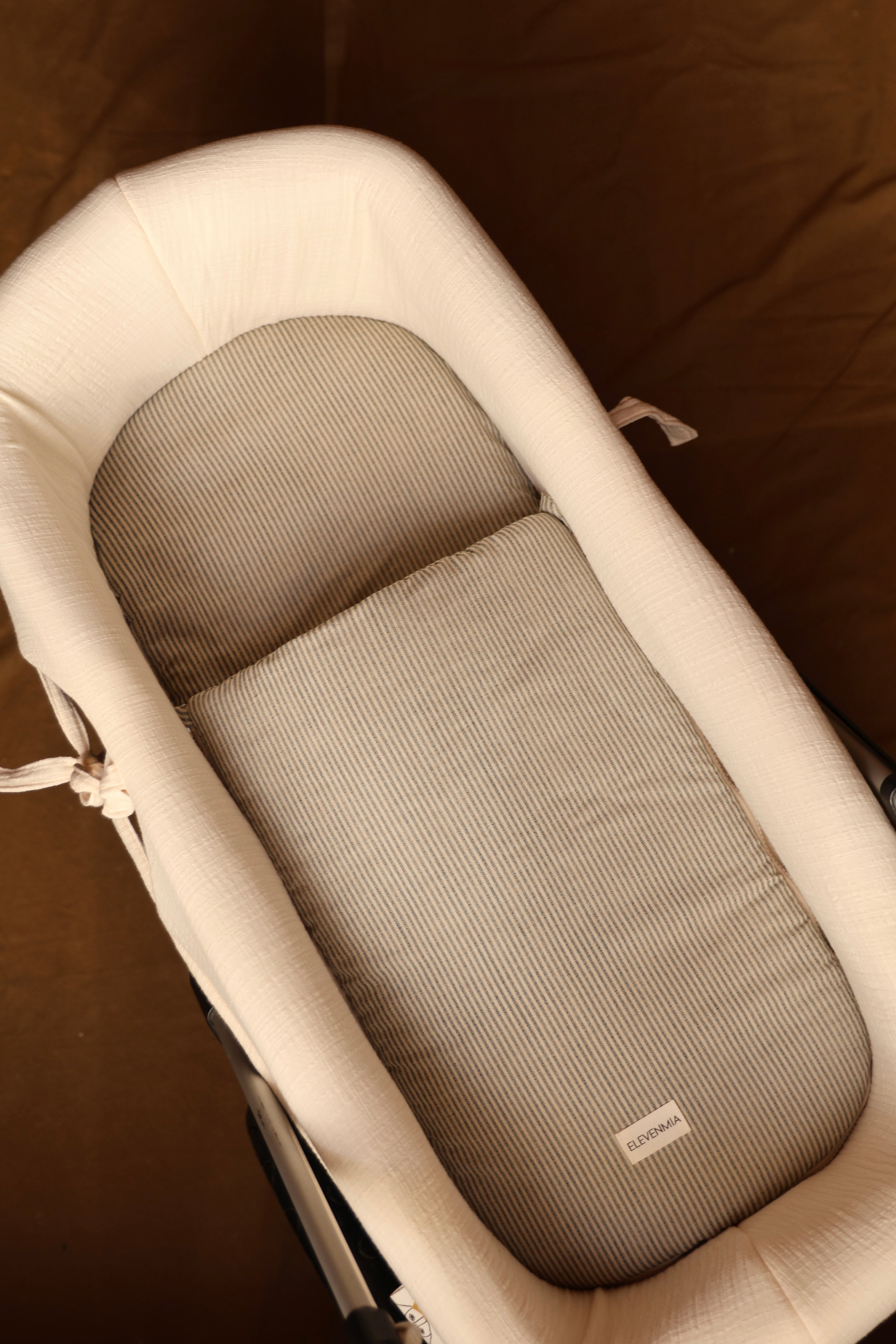 Vestidura Cochecito Gasa Rústica Nata + Gasa Cruda Reversible