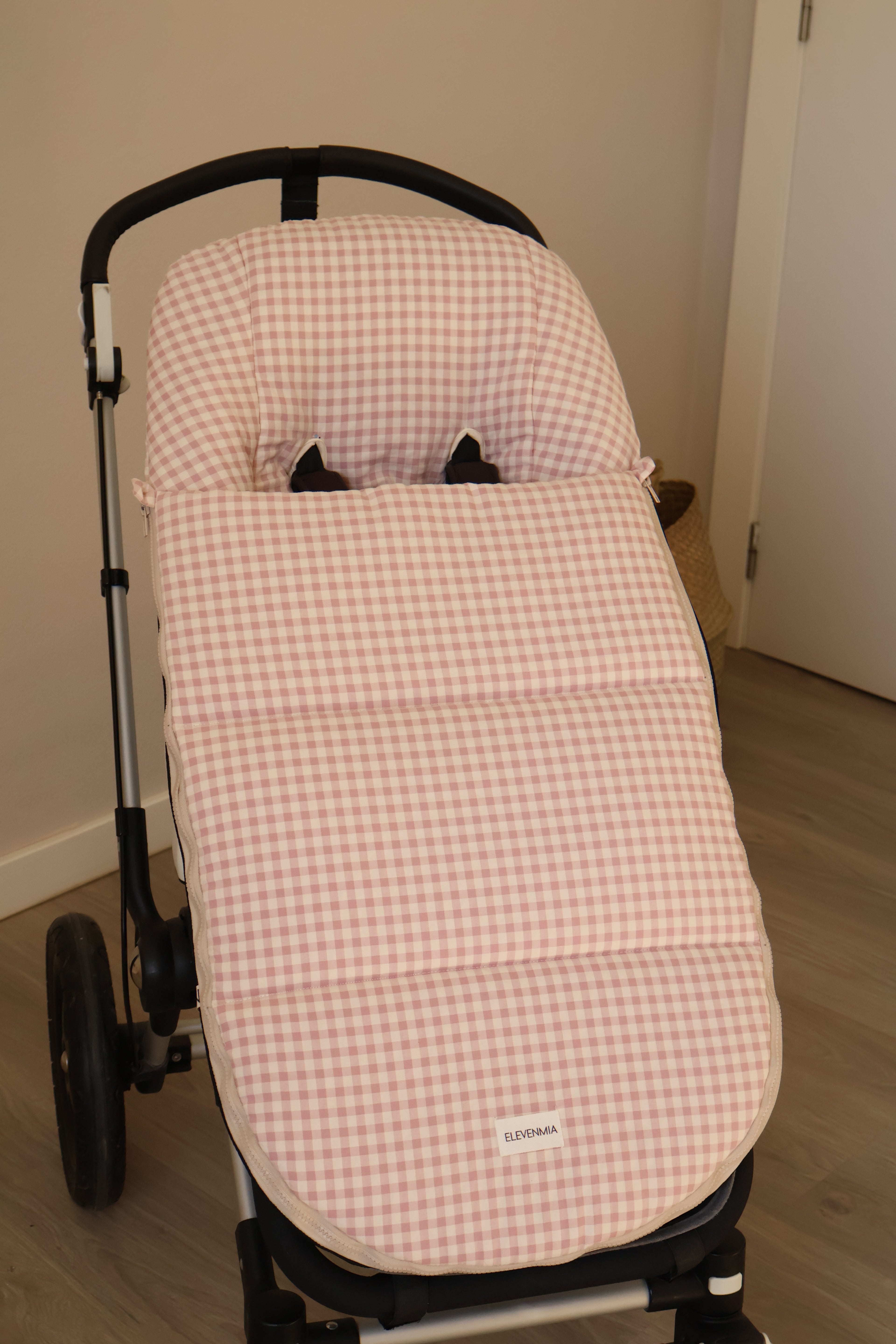 Sac de siège de poussette rose Vichy
