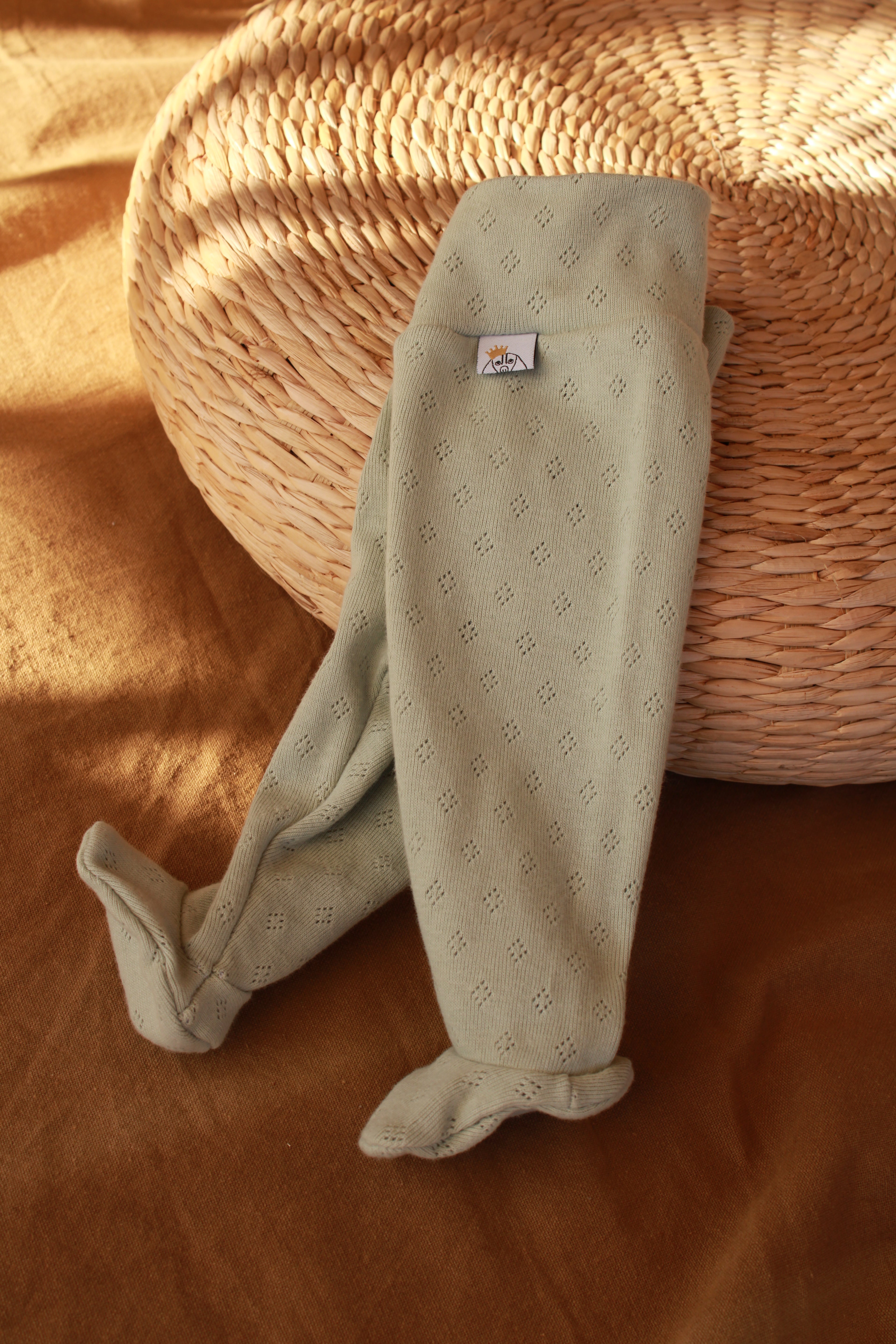 Conjunto Punto Calado Verde Agua Body + Polainas + Gorro Nudo