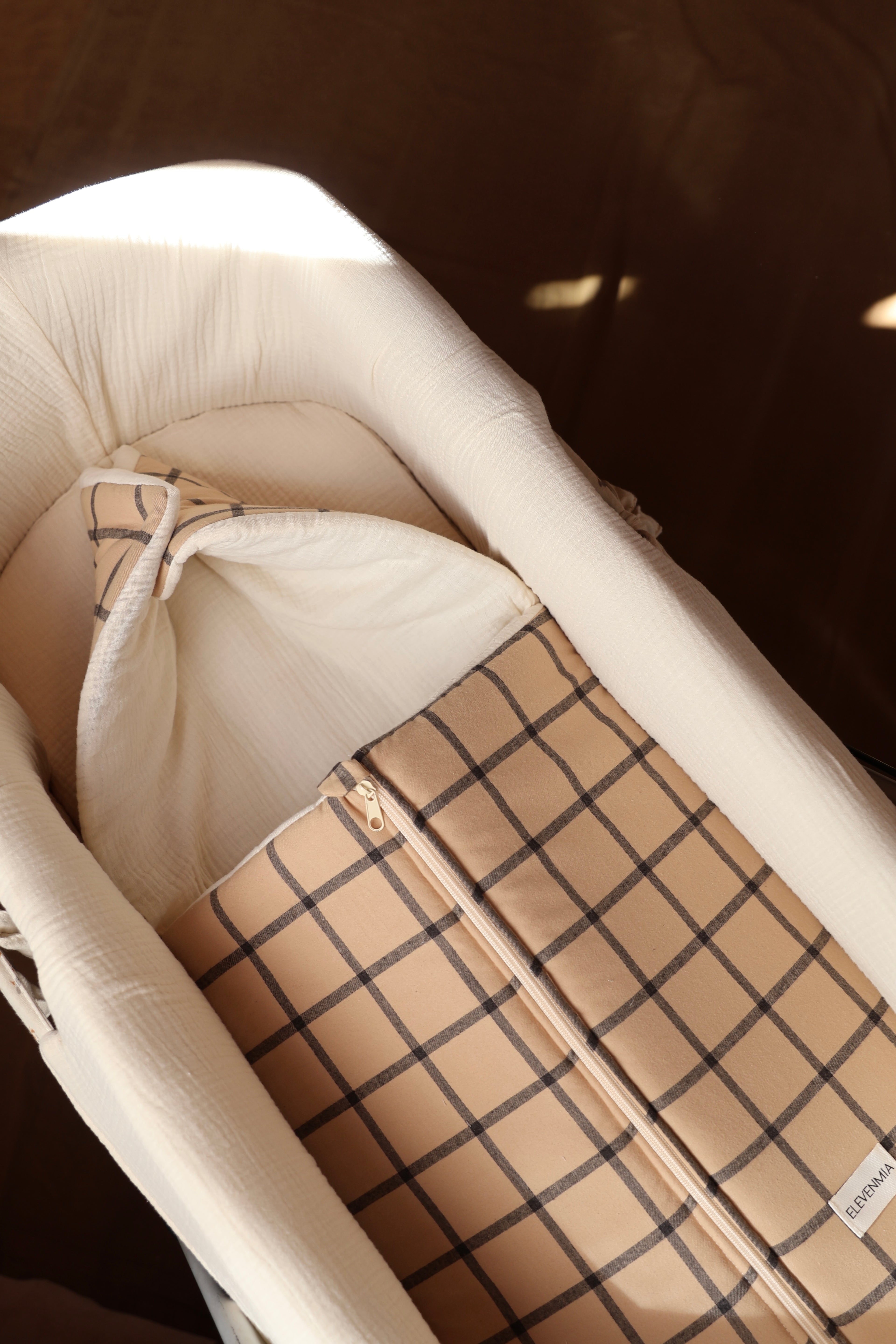 Saco Capazo Cuadro Ocre + Gasa Cruda