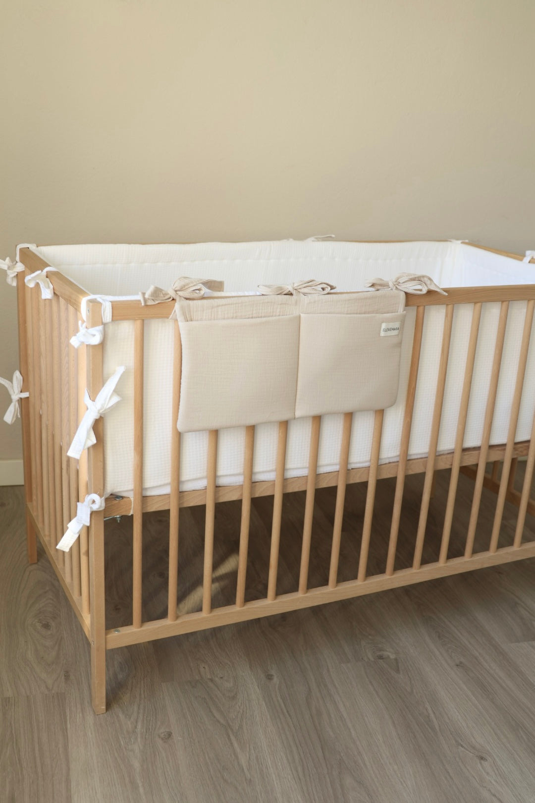 Beige Muslin Crib Organizer
