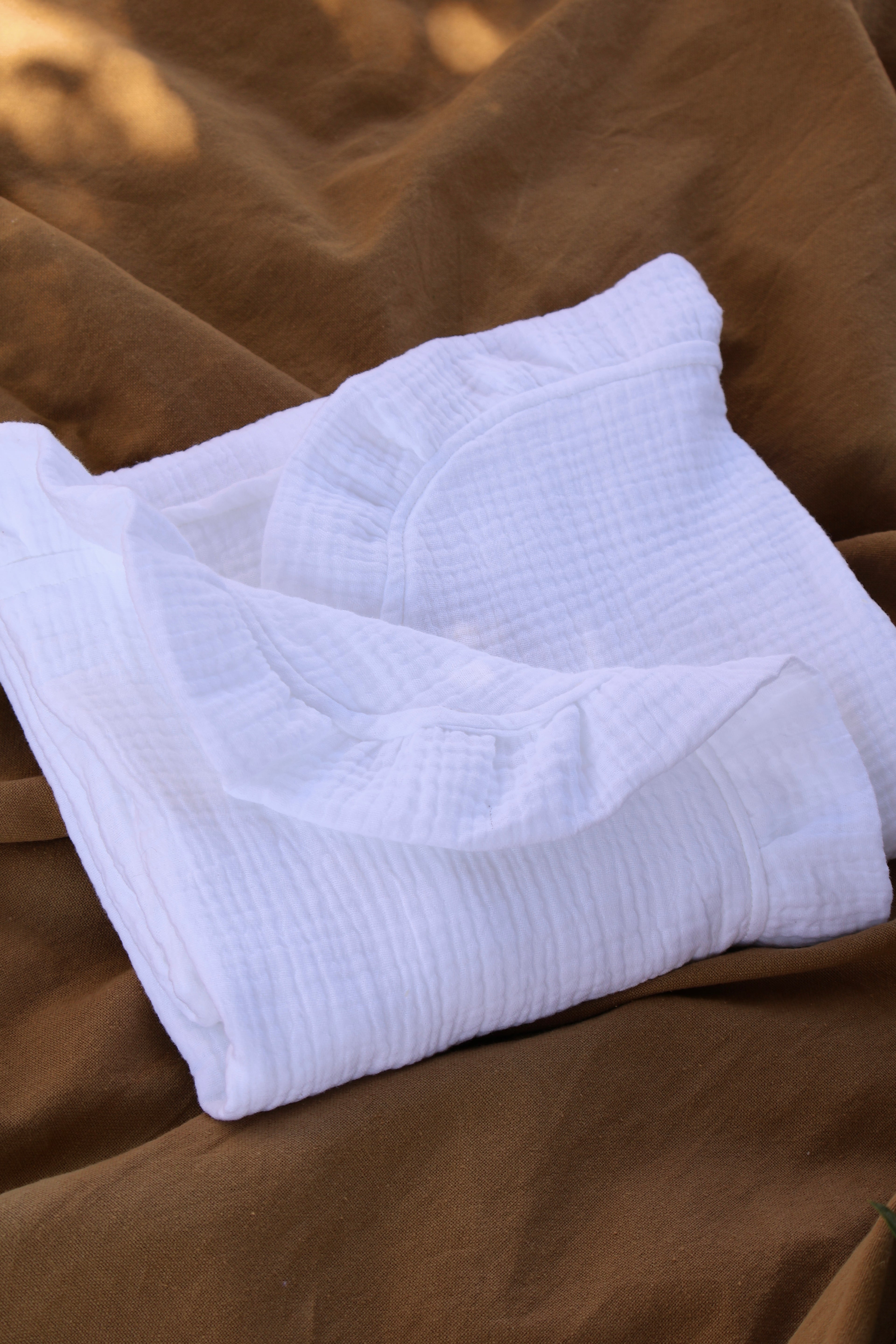 Lange en gaze blanche + volant en gaze blanche