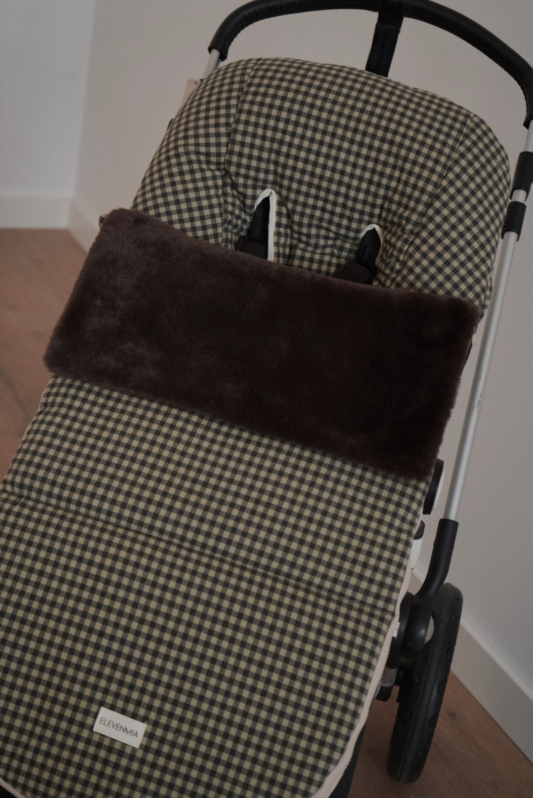 Sac de poussette Vichy vert militaire