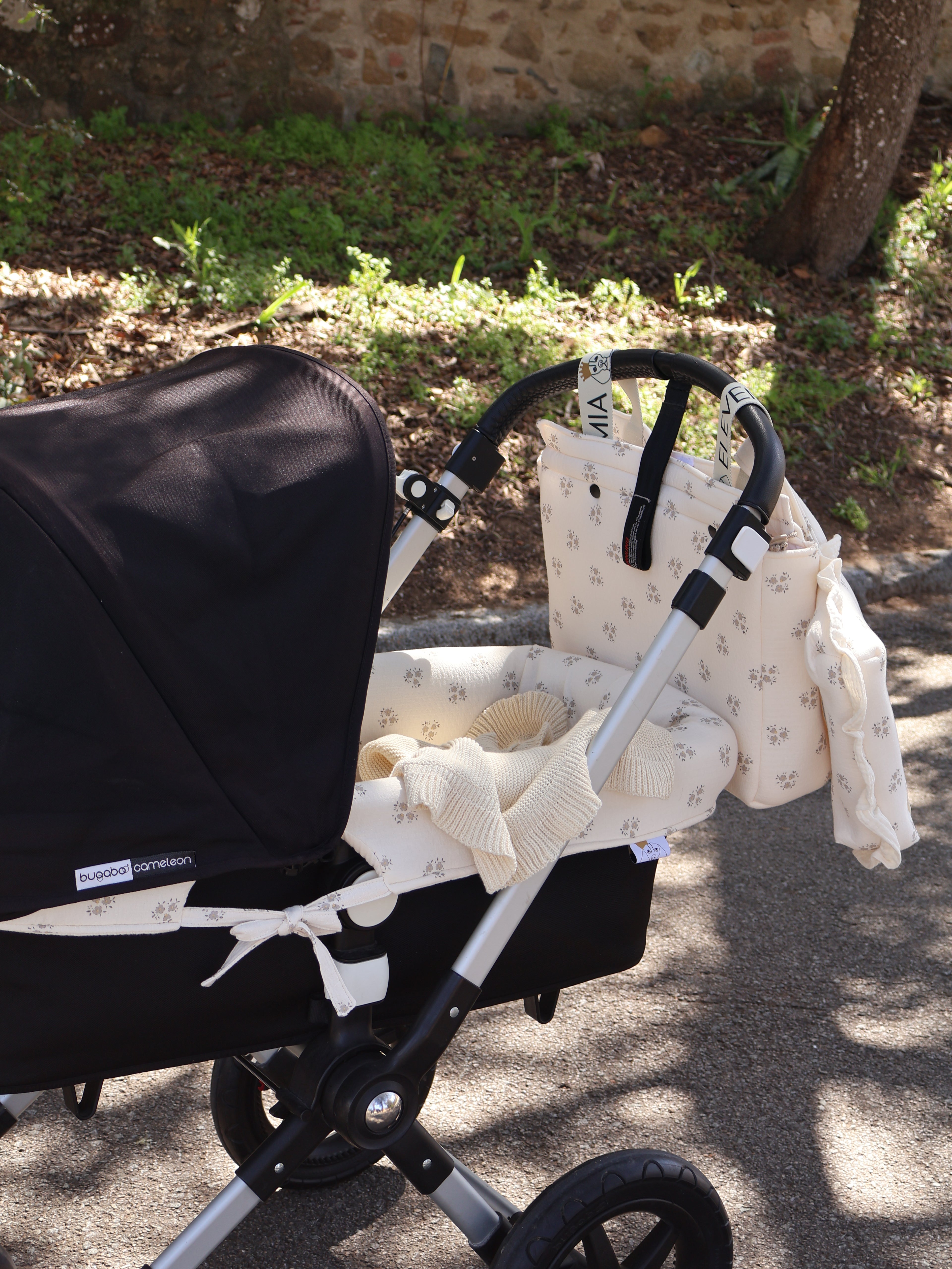 Housse de poussette double imprimée et réversible en gaze brute