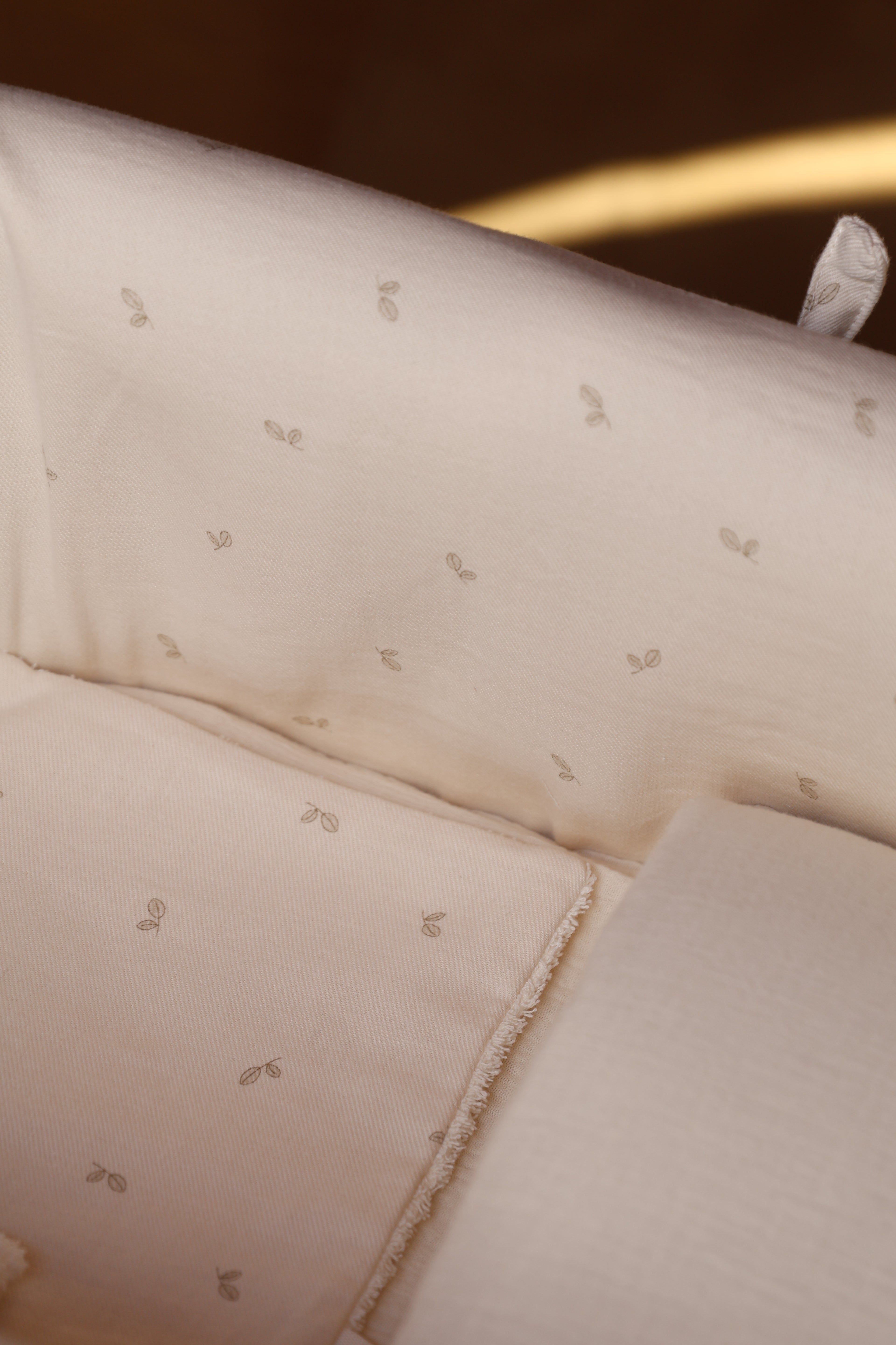 Vestidura Cochecito Cello Oliva + Gasa Cruda Reversible