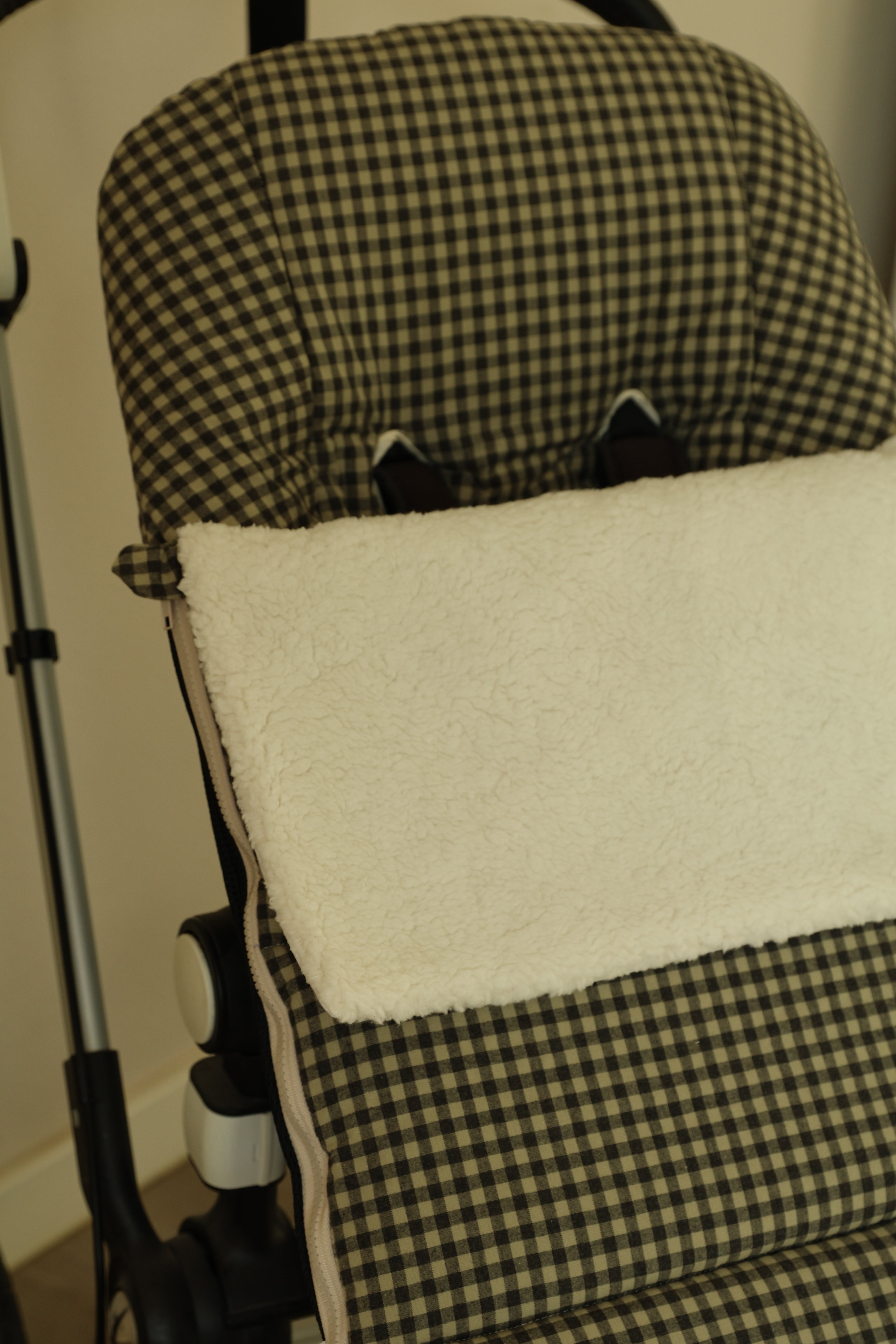 Sac de poussette Vichy vert militaire