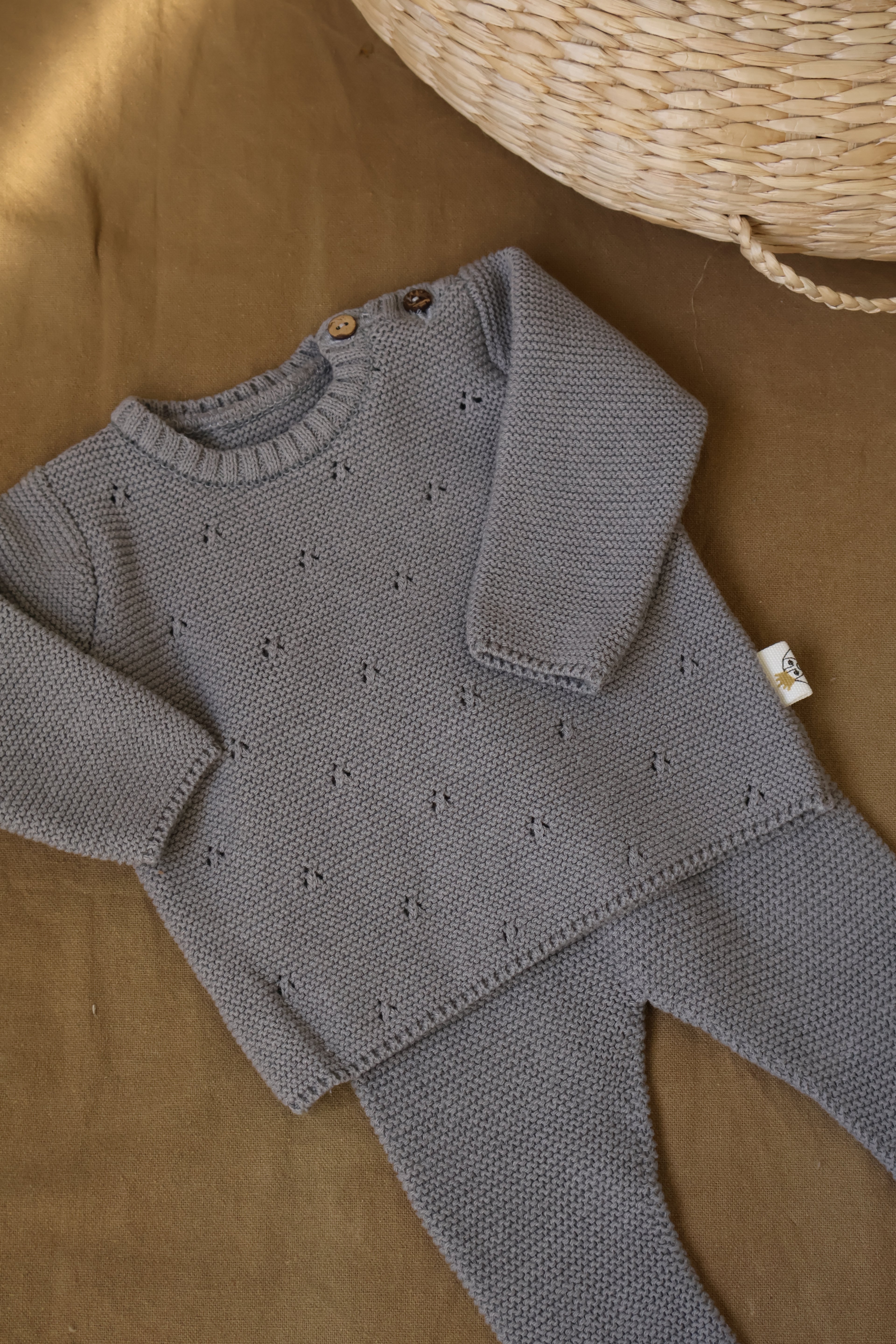 Conjunto Punto Tricot Gris