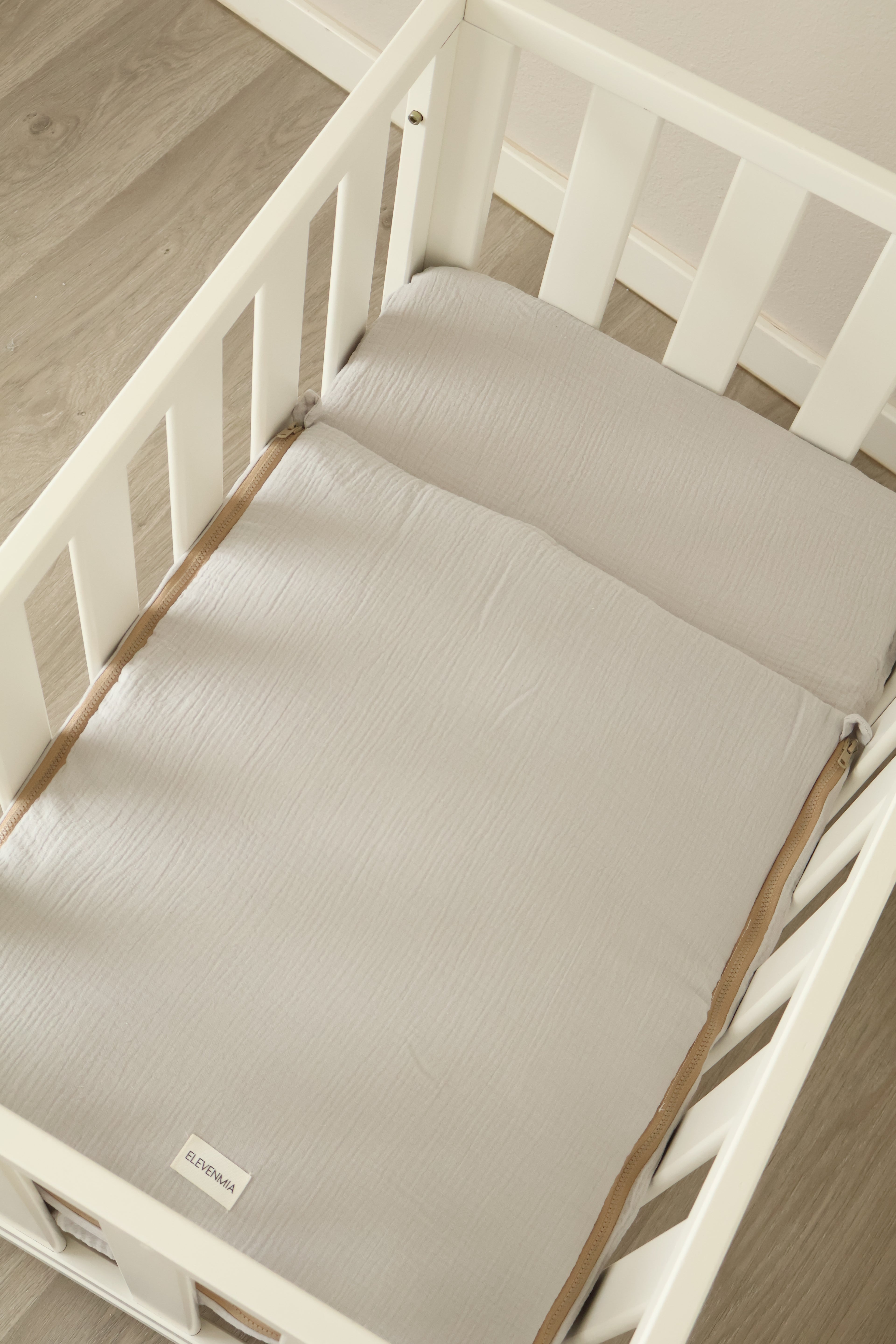 Mini sac de fond de berceau 80x50 en gaze grise