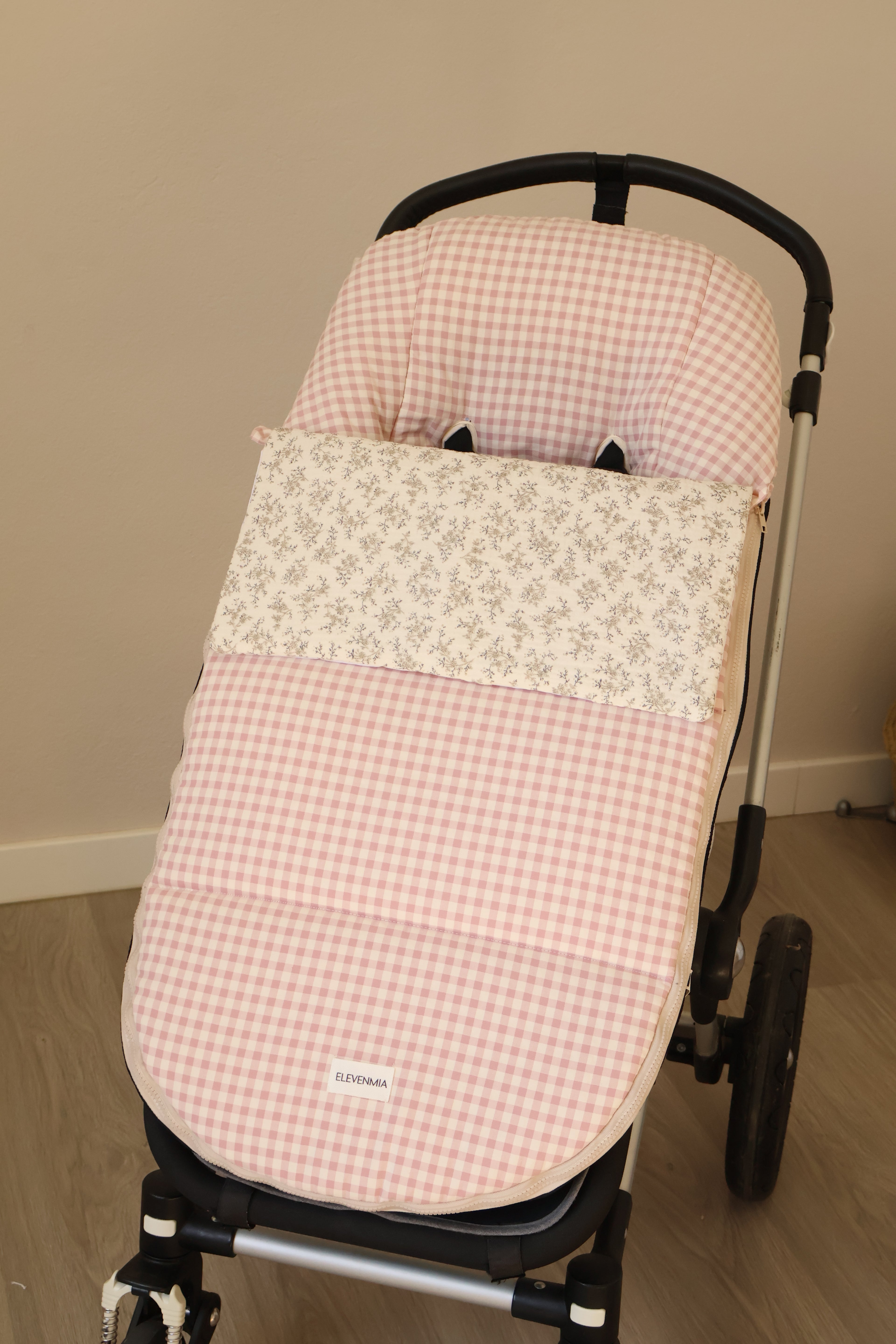 Sac de siège de poussette rose Vichy