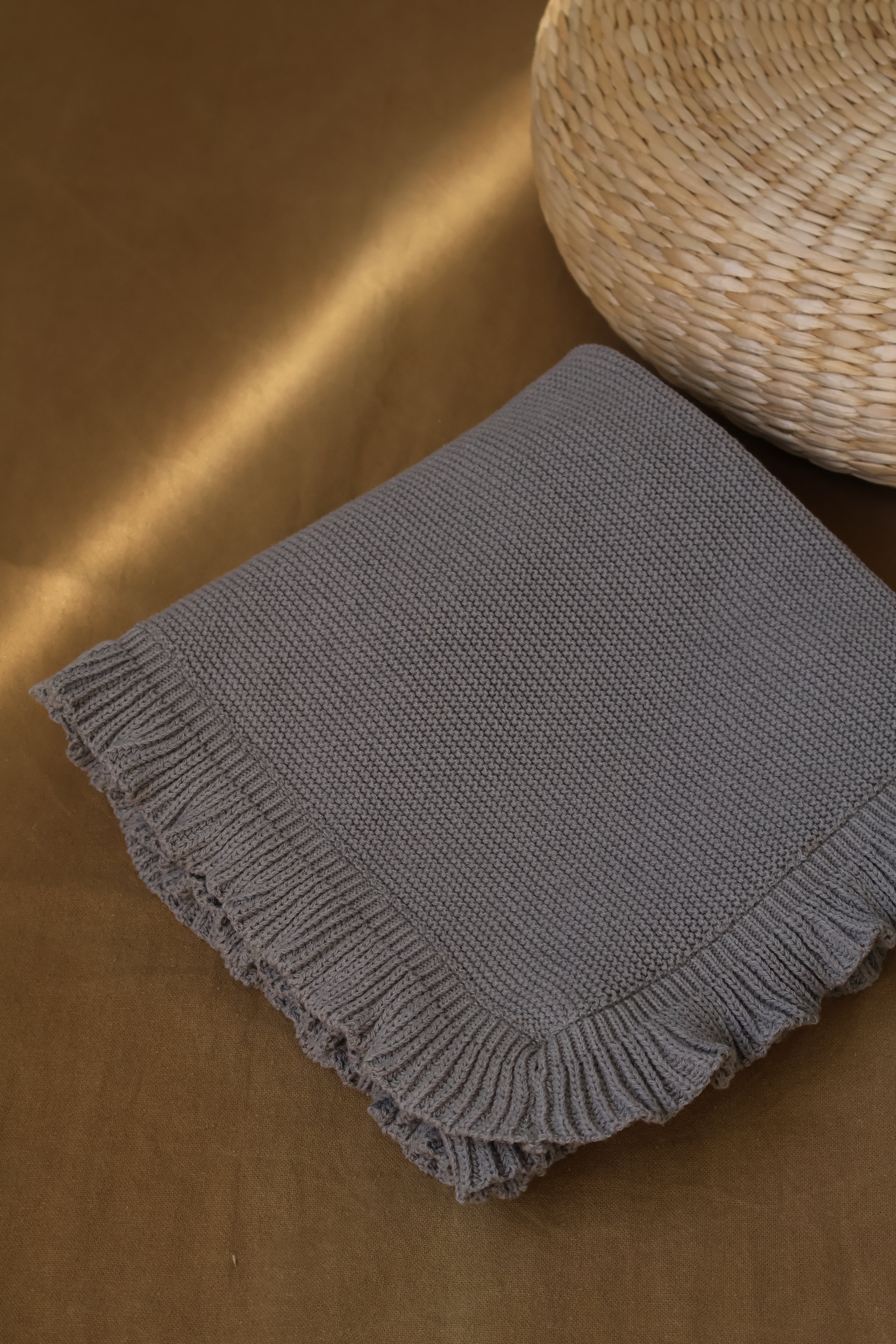 Manta Tricot Gris Humo