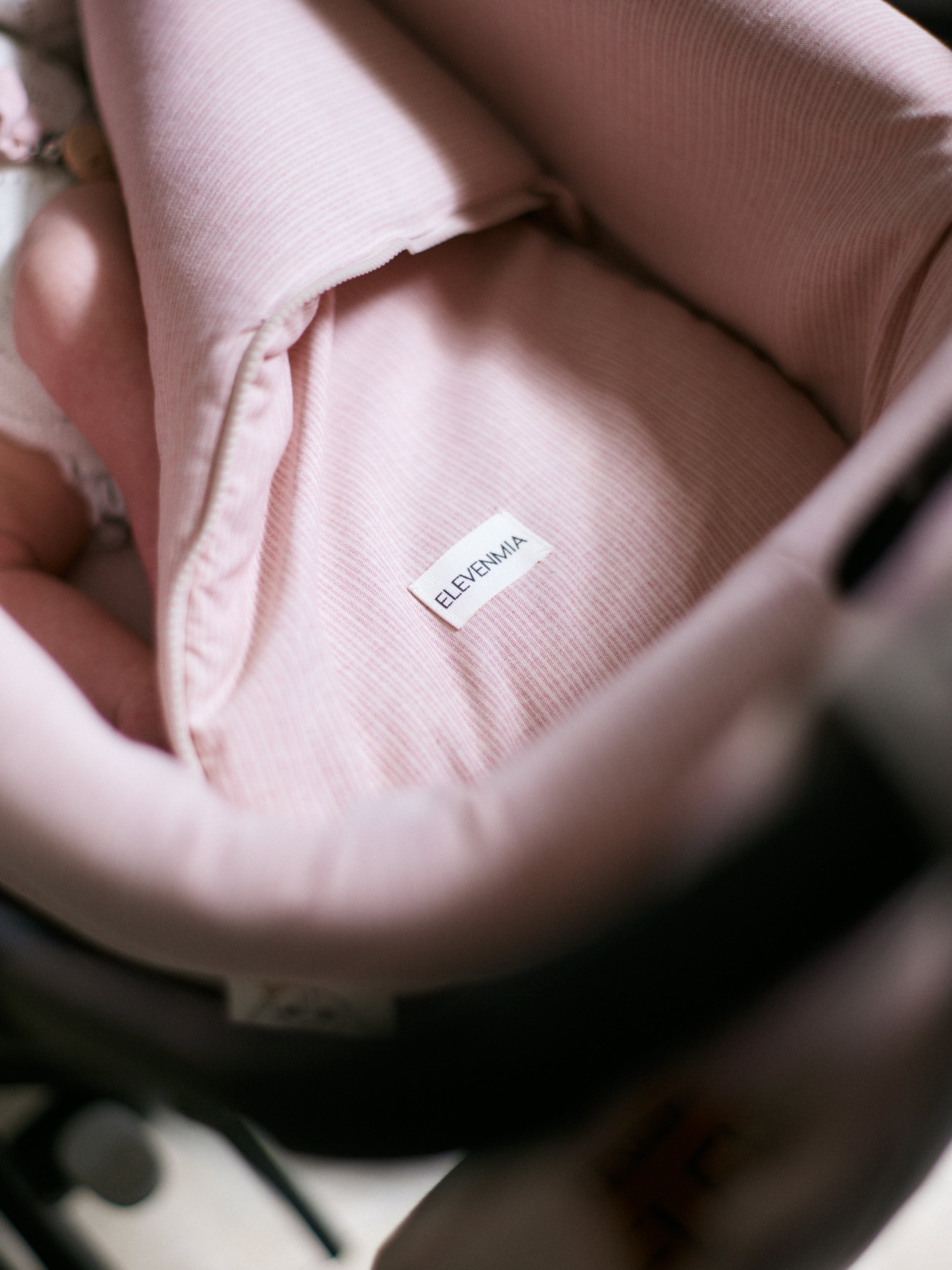 Vestidura Cochecito Mini Stripe Rosa + Gasa Cruda Reversible