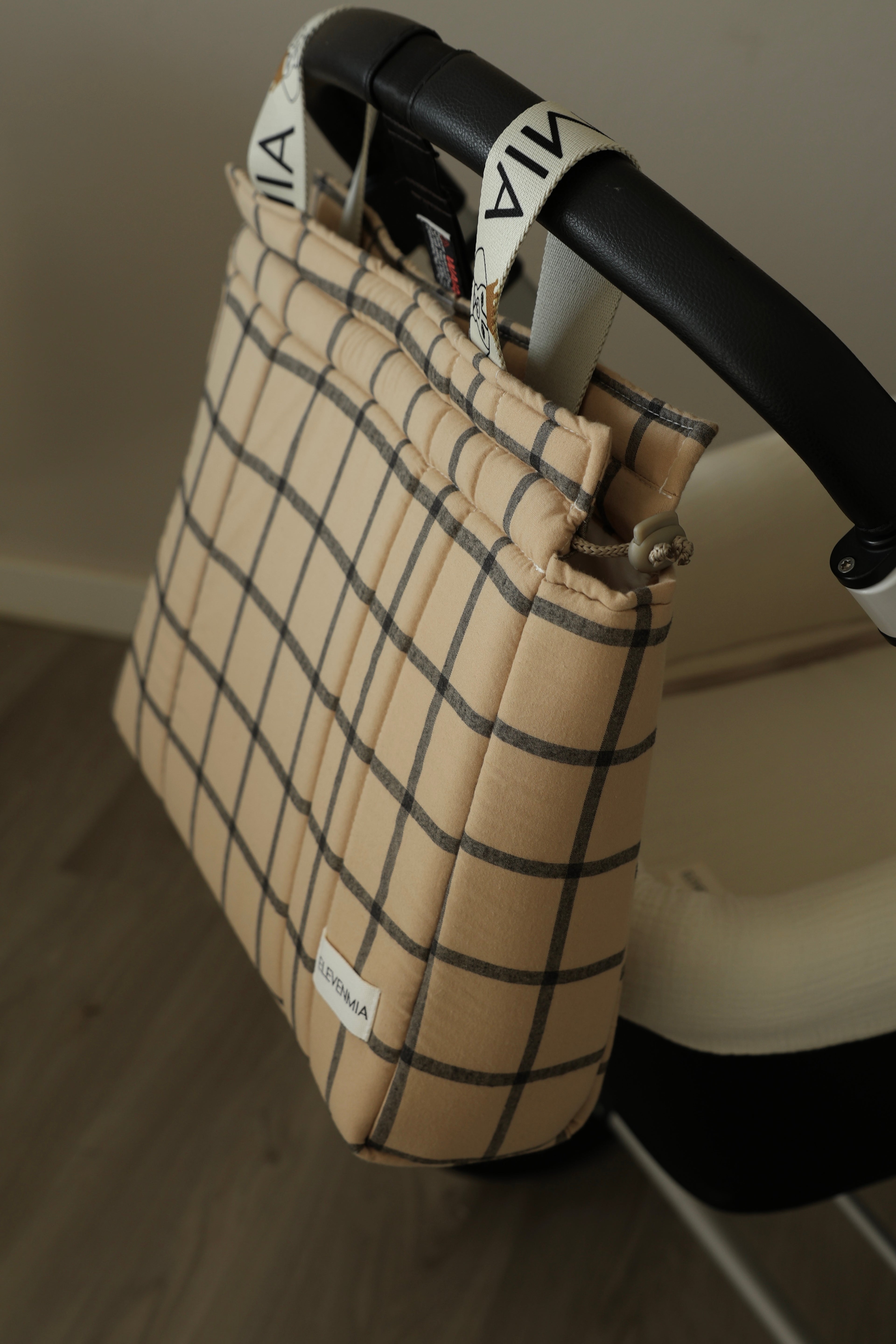 Grand sac à carreaux ocre